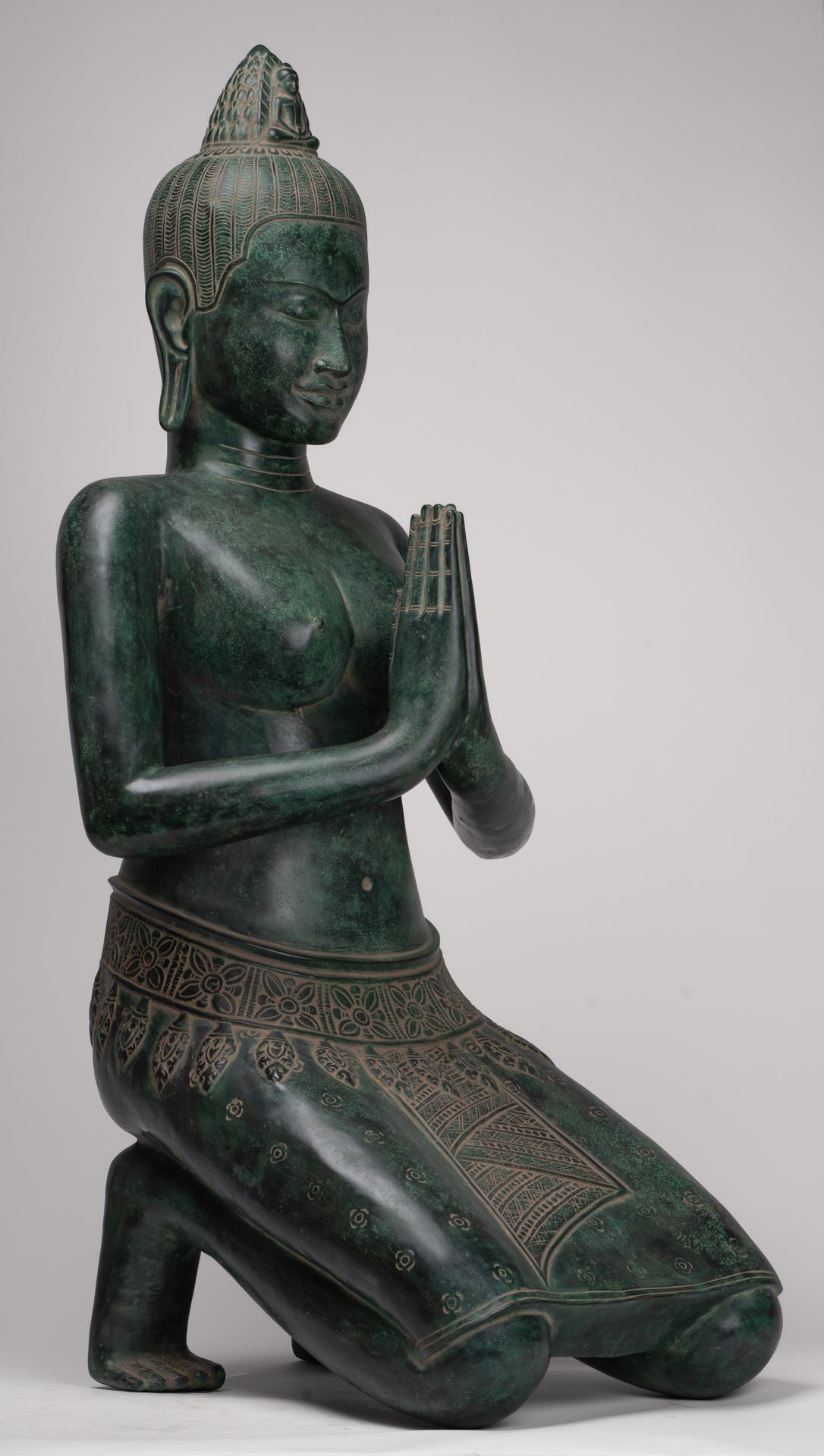 Deity Statue - Antique Khmer Style Bayon Prajnaparamita Statue / Goddess - 95cm/38"