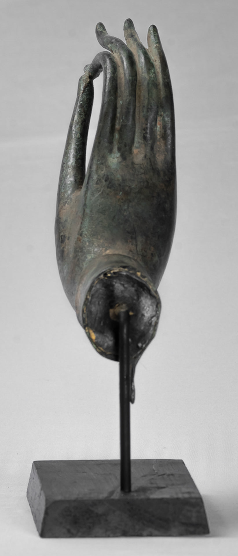 Mounted Antique Thai Style Southeast Asia Bronze Thai Teaching Hand - 29cm/12"