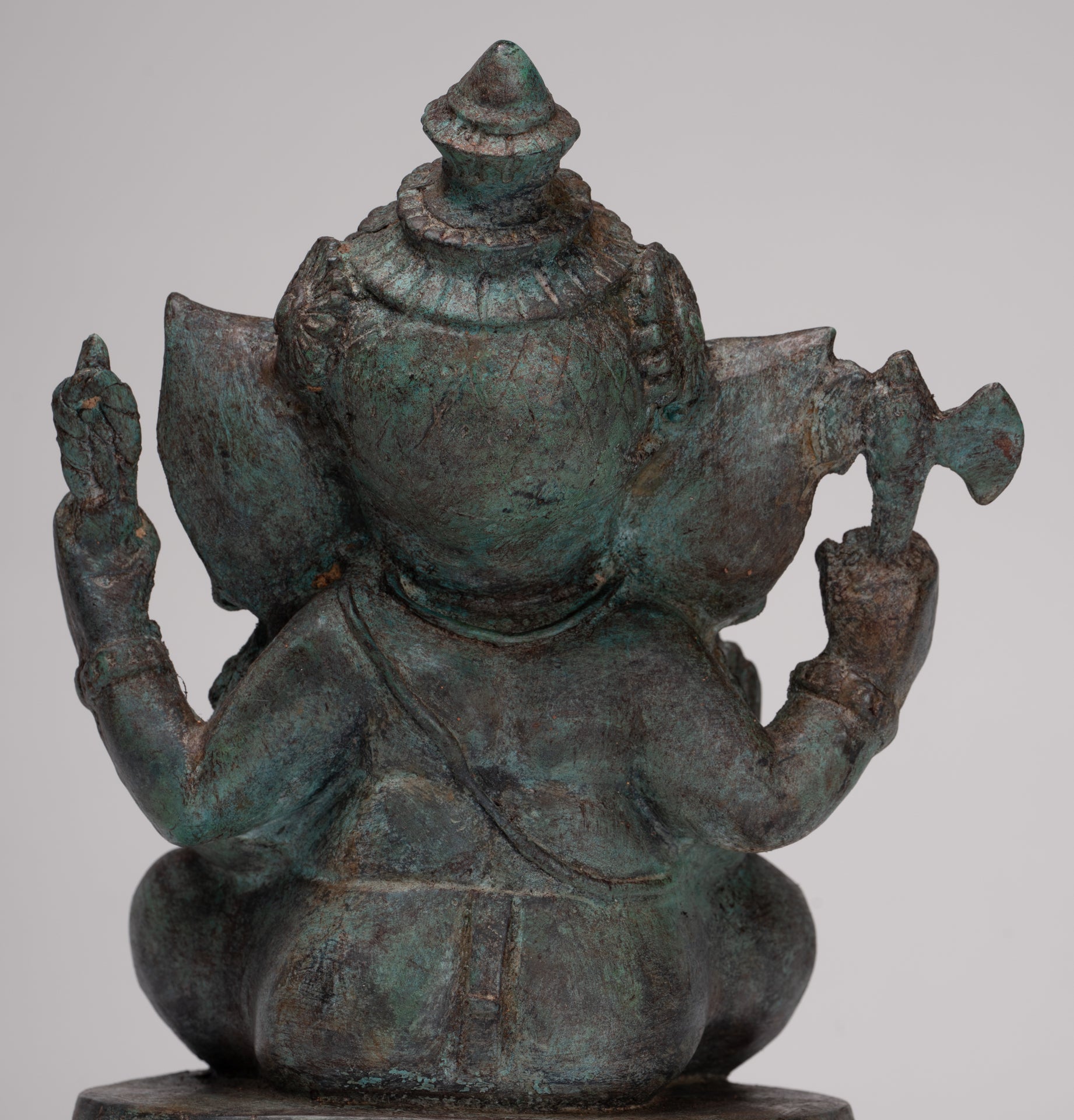 Ganesh - Antique Thai Style Bronze Seated Ganesha - 23cm/9"