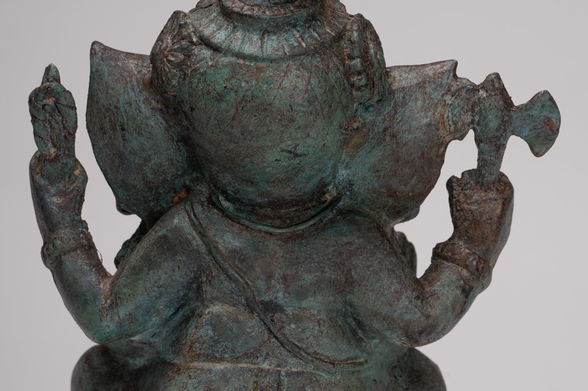 Ganesh - Antique Thai Style Bronze Seated Ganesha - 23cm/9"