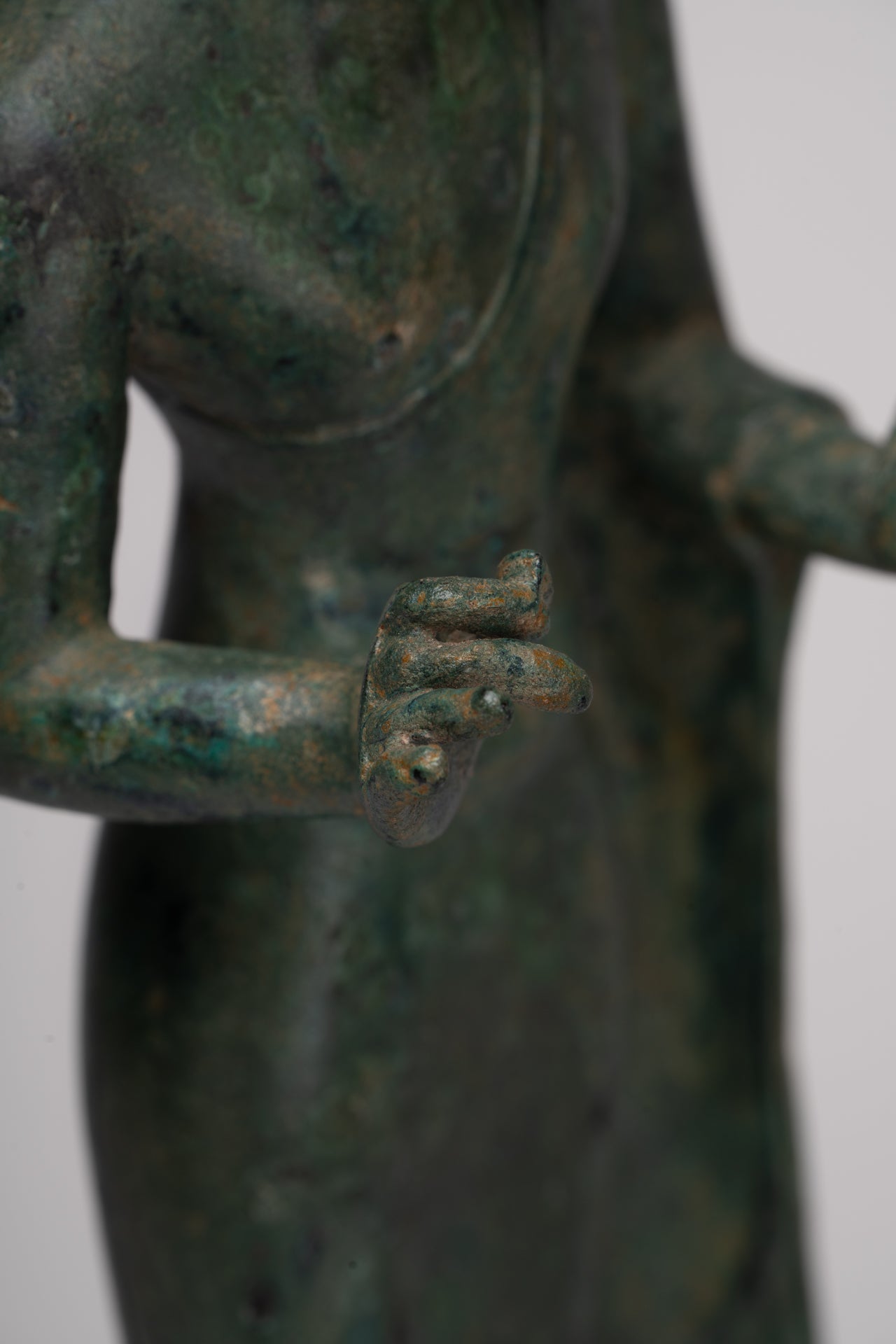 Buddha Statue - Antique Thai Style Standing Bronze Mon Dvaravati Teaching Buddha Statue - 35cm/14"