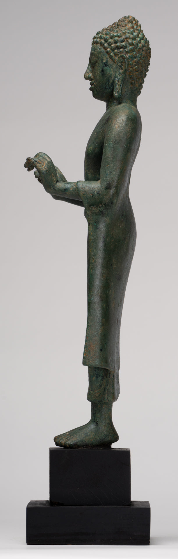 Buddha Statue - Antique Thai Style Standing Bronze Mon Dvaravati Teaching Buddha Statue - 35cm/14"