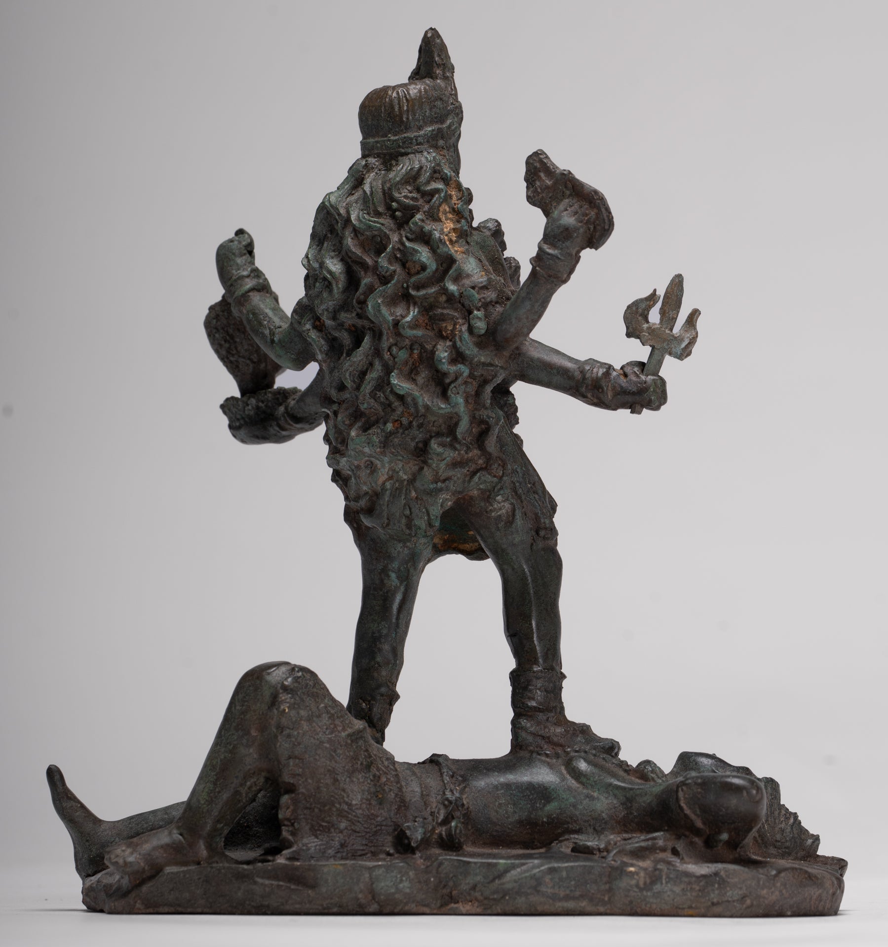 Kali Statue - Antique Indian Style Standing Bronze Kali or Mahakali Statue - 19cm/8"