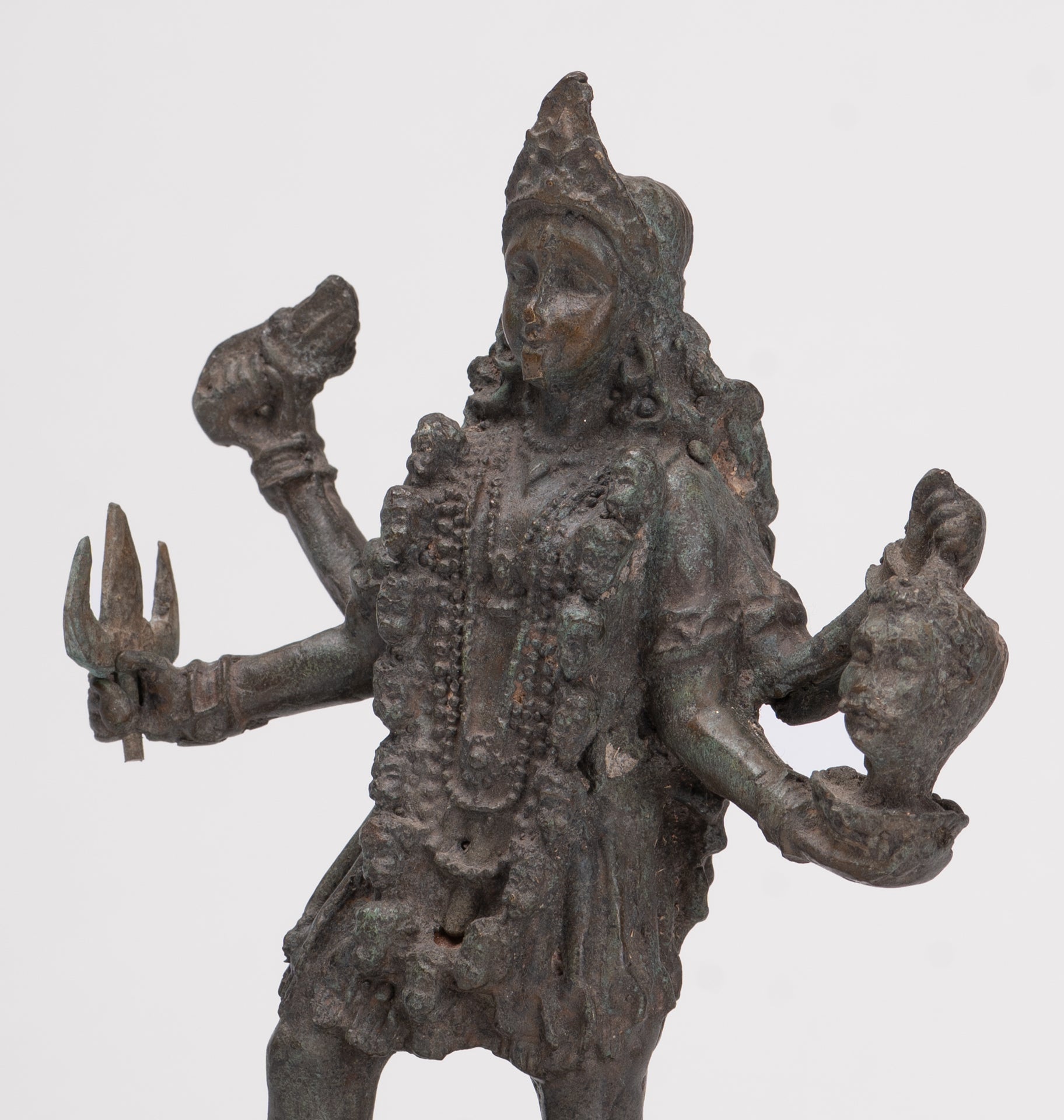 Kali Statue - Antique Indian Style Standing Bronze Kali or Mahakali Statue - 19cm/8"