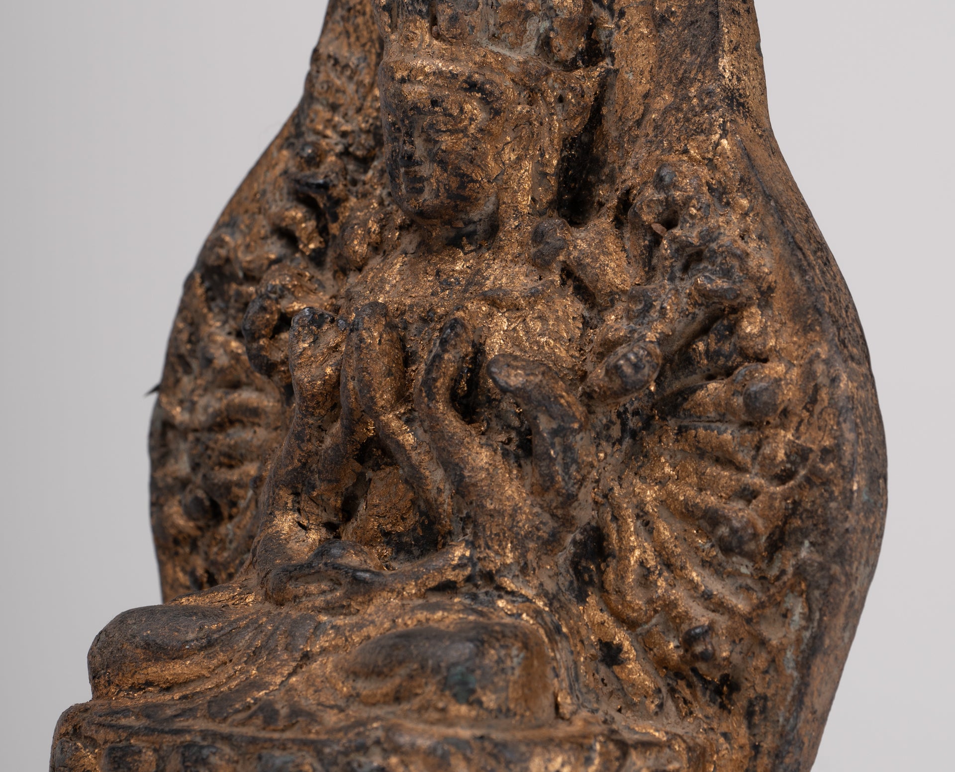 Bodhisattva Statue - Antique Khmer Style 1000 Arm Avaloketishvara Bodhisattva Statue - 17.5cm/7"