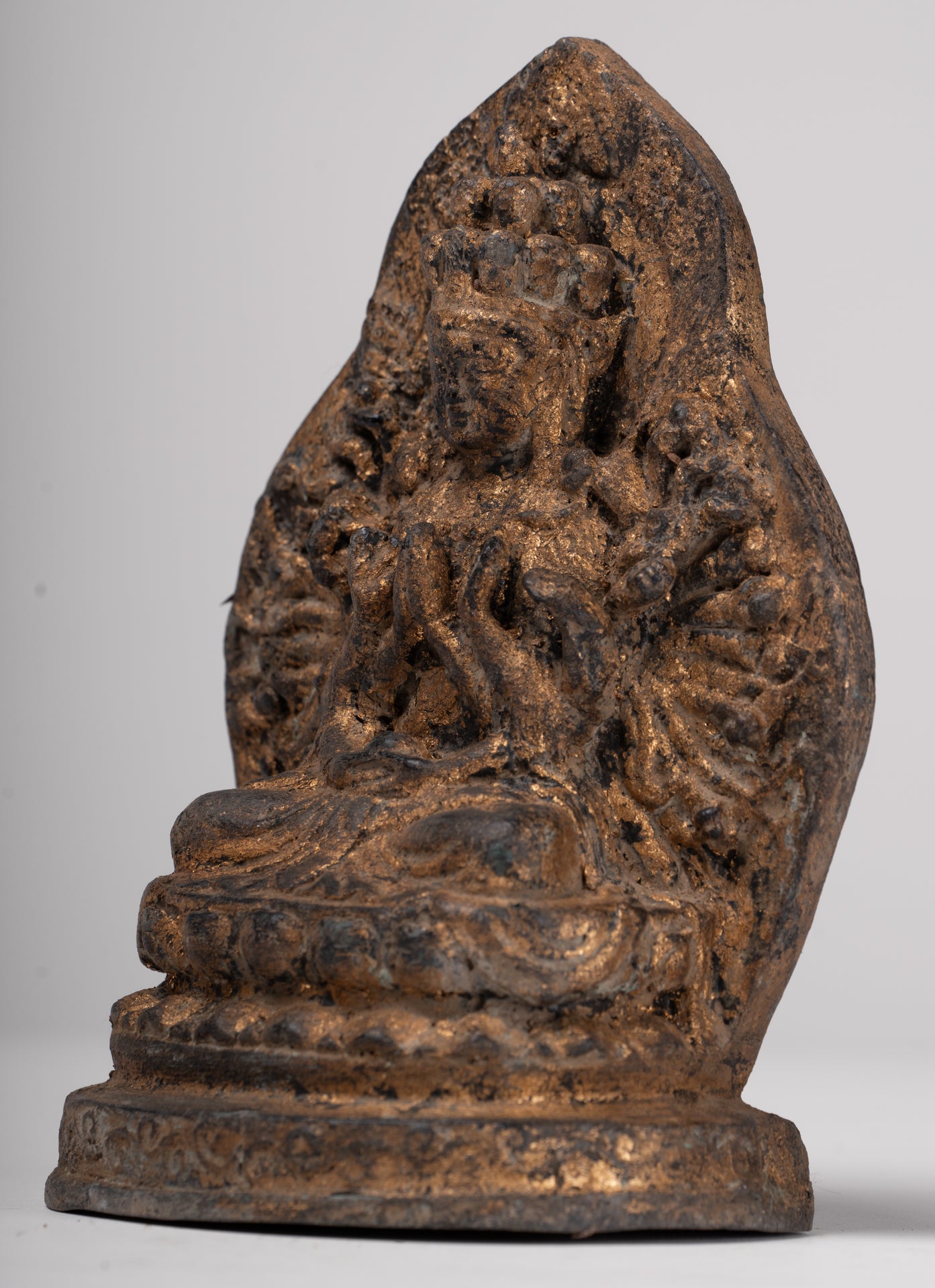 Bodhisattva Statue - Antique Khmer Style 1000 Arm Avaloketishvara Bodhisattva Statue - 17.5cm/7"