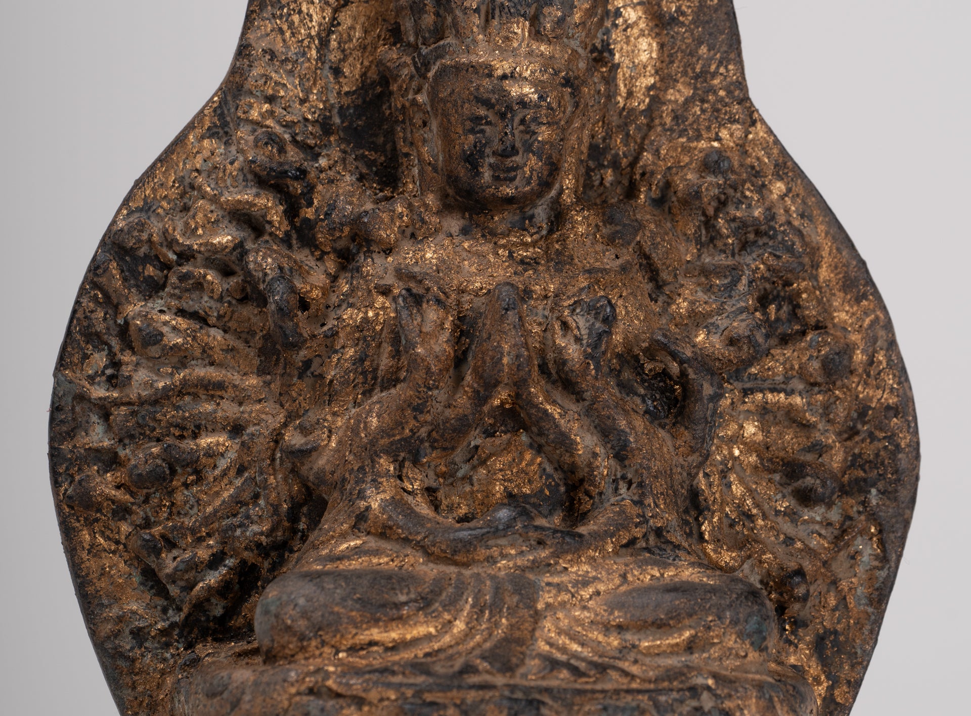 Bodhisattva Statue - Antique Khmer Style 1000 Arm Avaloketishvara Bodhisattva Statue - 17.5cm/7"