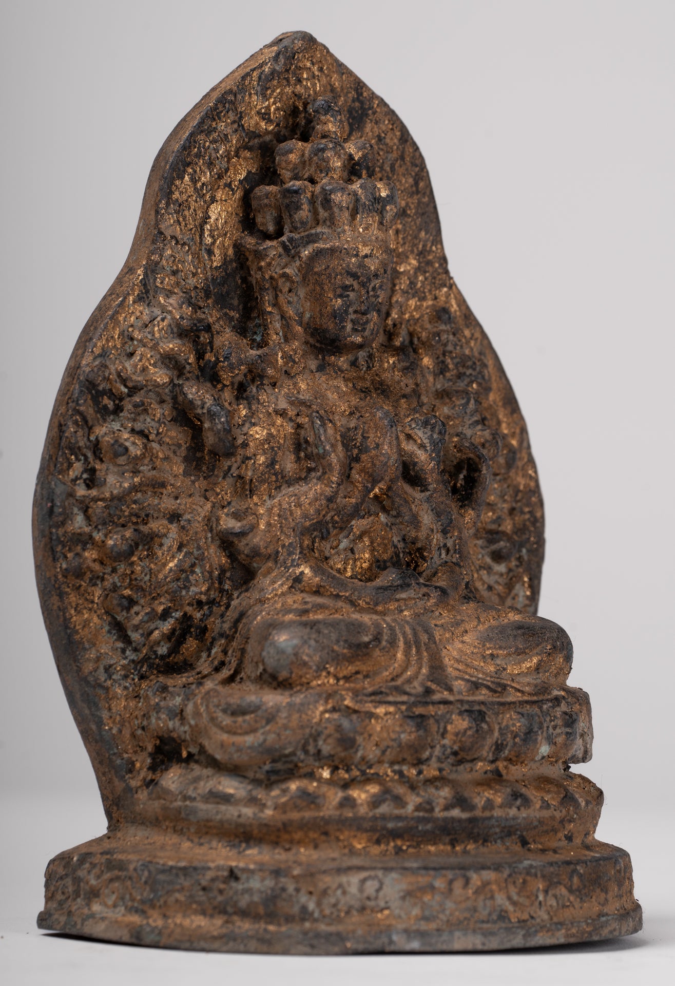Bodhisattva Statue - Antique Khmer Style 1000 Arm Avaloketishvara Bodhisattva Statue - 17.5cm/7"