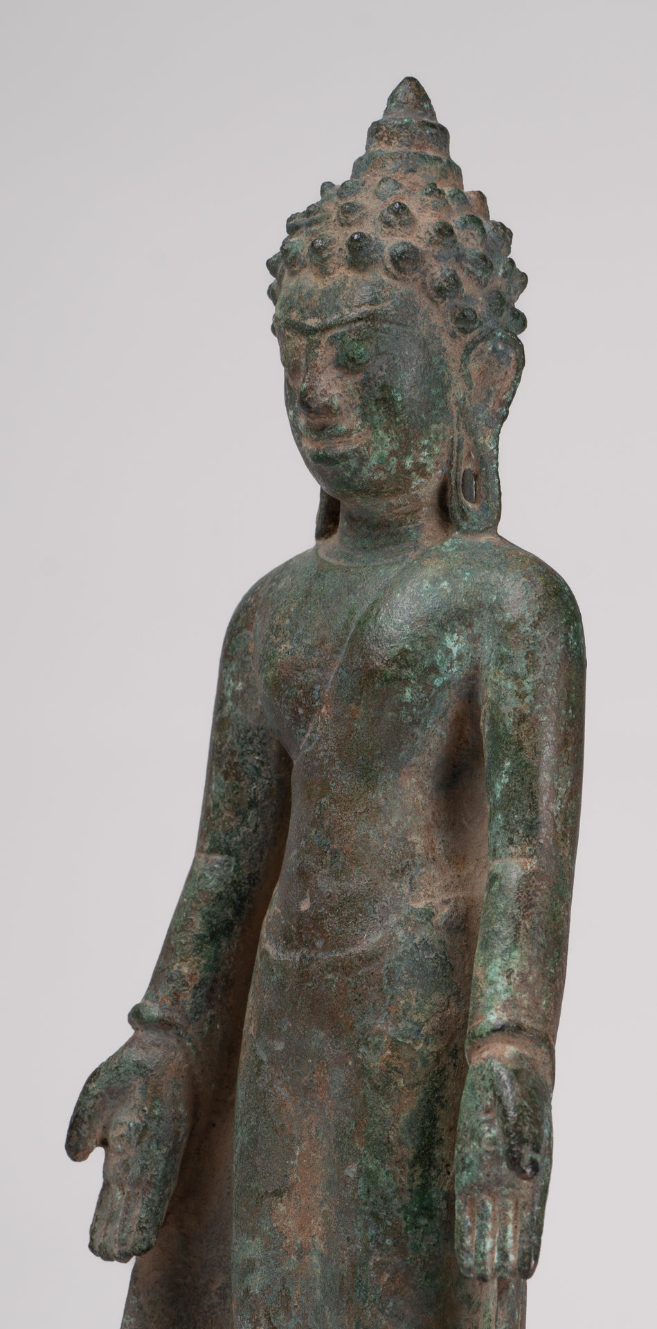Buddha Statue - Antique Khmer -Stil montiert Bronze Phnom da Stand Buddha Statue - 31cm/12 "
