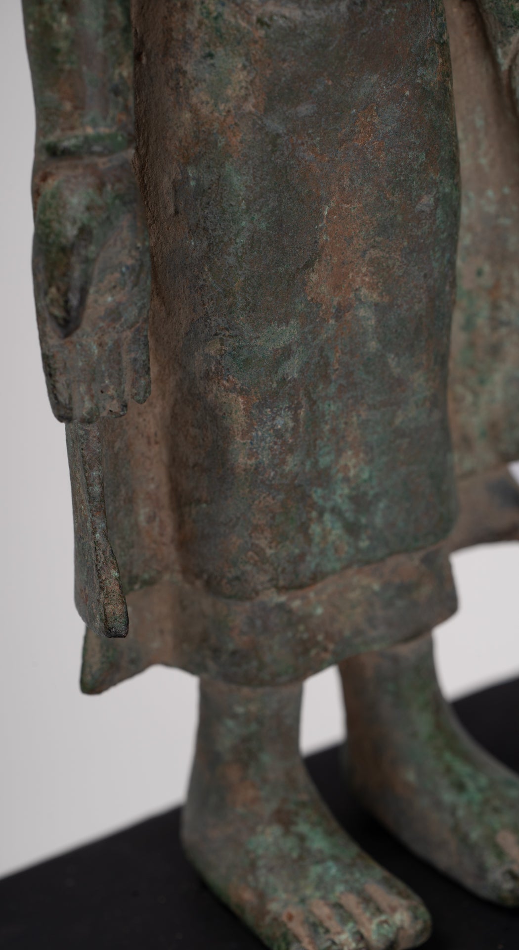 Buddha Statue - Antique Khmer -Stil montiert Bronze Phnom da Stand Buddha Statue - 31cm/12 "