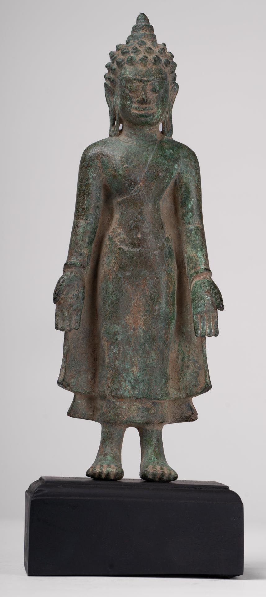 Buddha Statue - Antique Khmer -Stil montiert Bronze Phnom da Stand Buddha Statue - 31cm/12 "