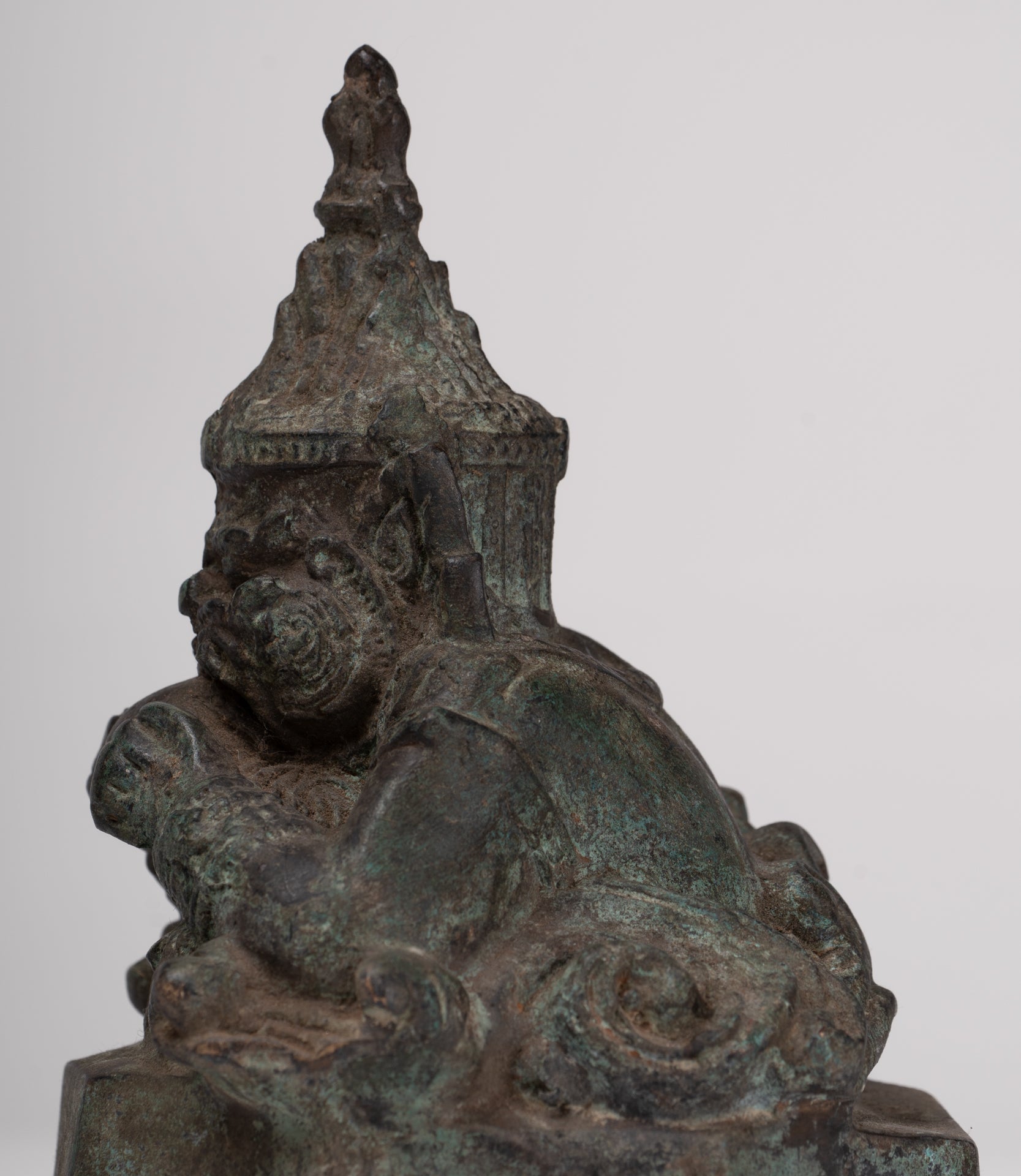 Phra Rahu Statue - Antique Thai Style God of Eclipses and Protection Phra Rahu Statue - 17.5cm/7"