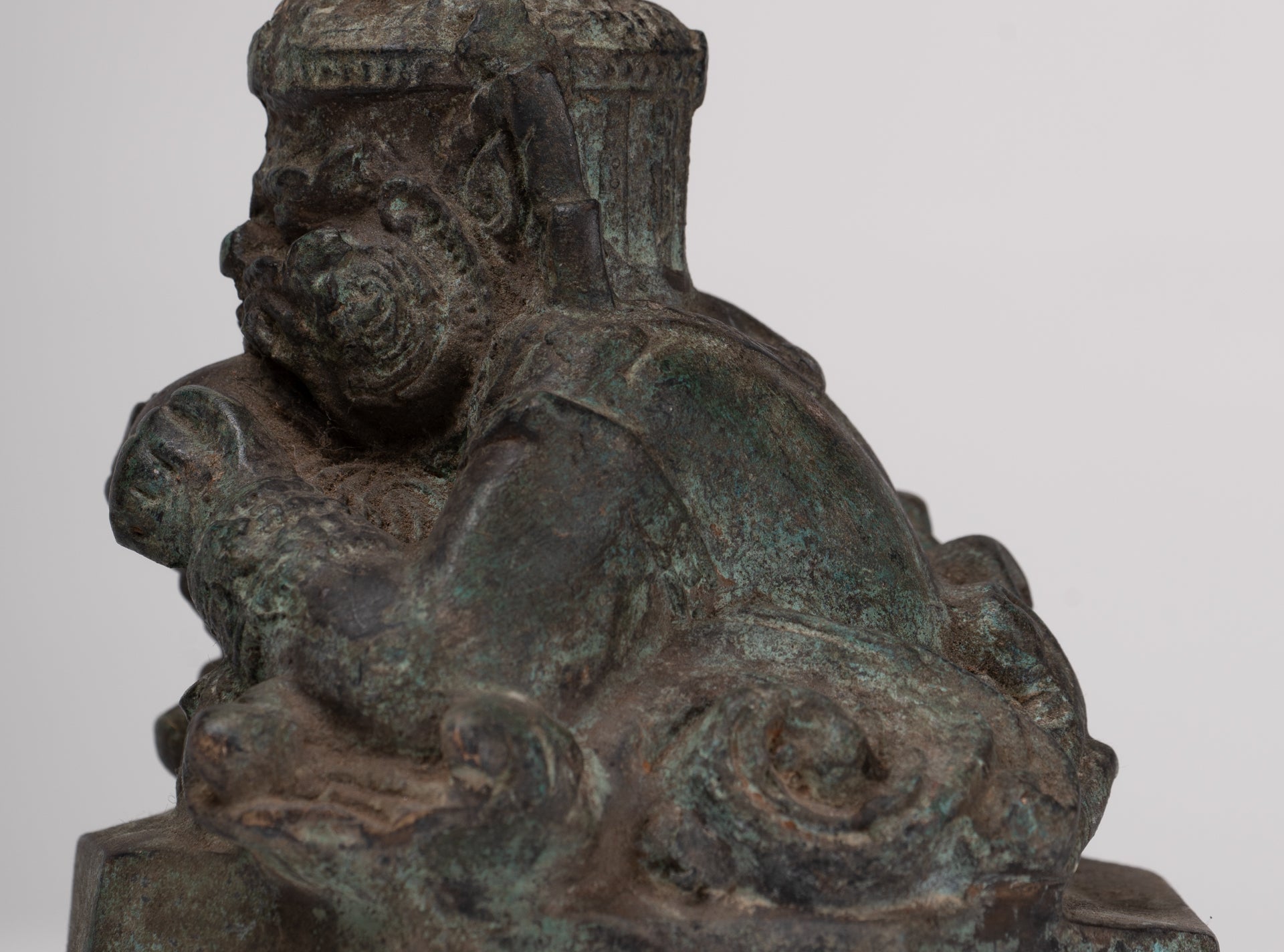 Phra Rahu Statue - Antique Thai Style God of Eclipses and Protection Phra Rahu Statue - 17.5cm/7"