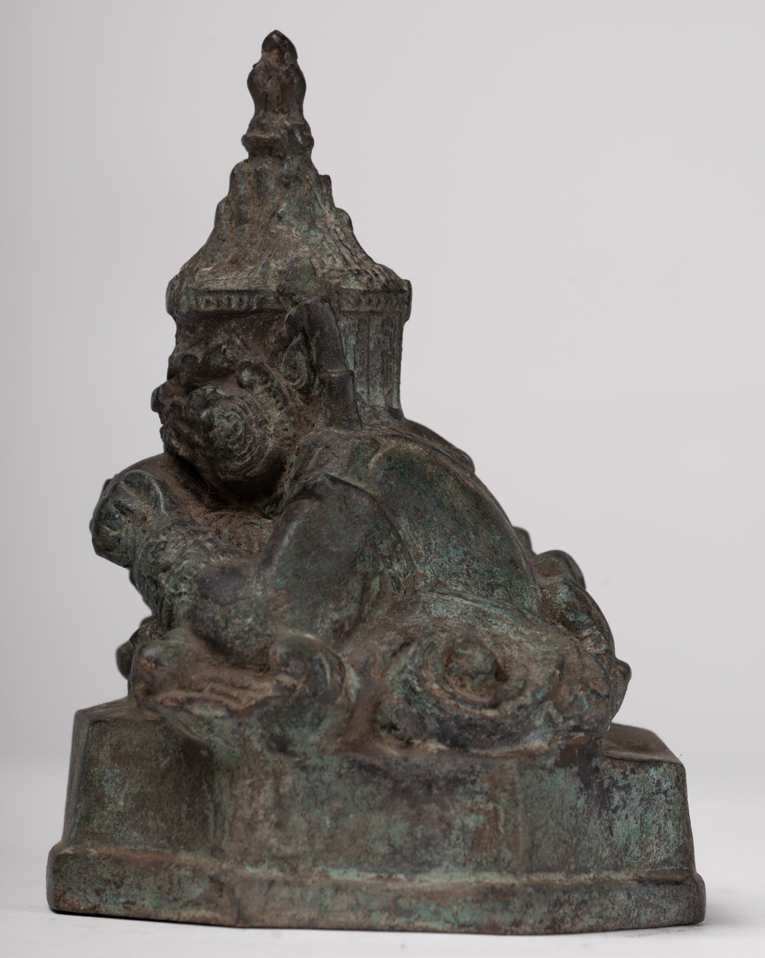 Phra Rahu Statue - Antique Thai Style God of Eclipses and Protection Phra Rahu Statue - 17.5cm/7"