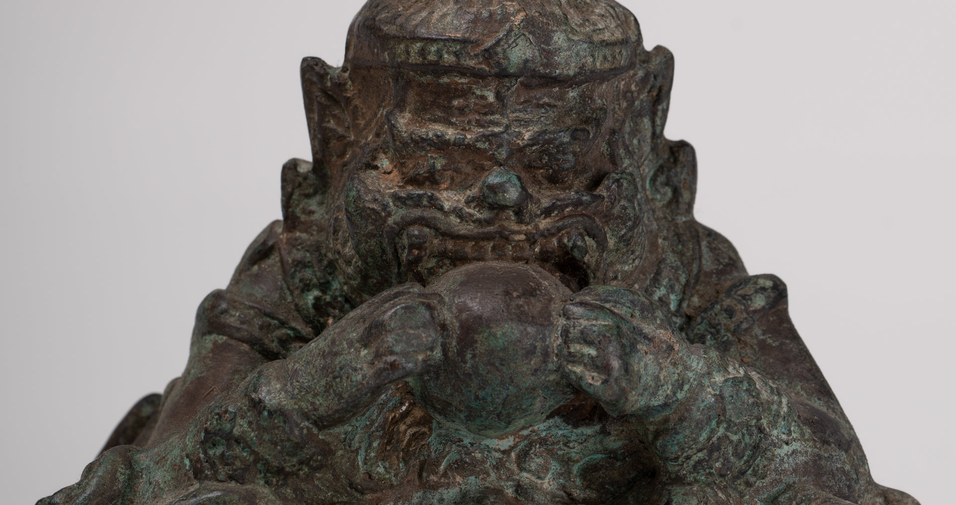 Phra Rahu Statue - Antique Thai Style God of Eclipses and Protection Phra Rahu Statue - 17.5cm/7"