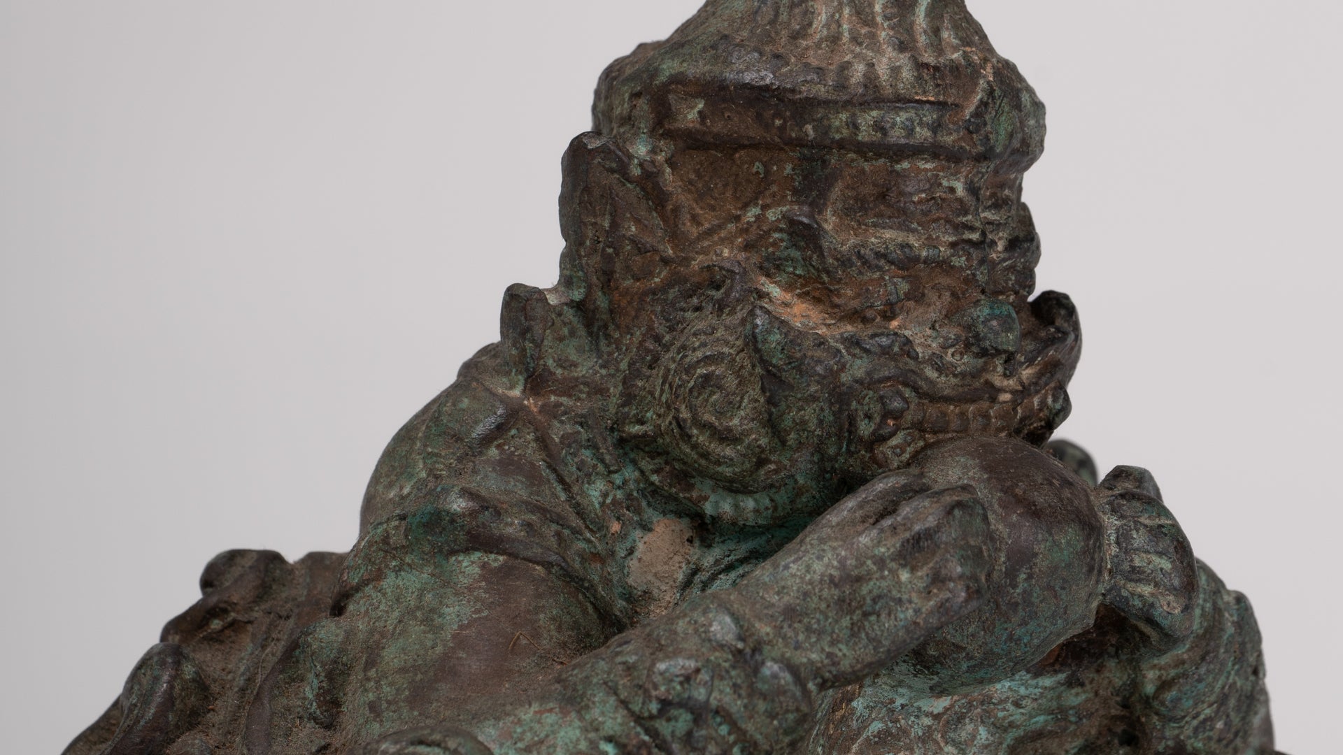 Phra Rahu Statue - Antique Thai Style God of Eclipses and Protection Phra Rahu Statue - 17.5cm/7"