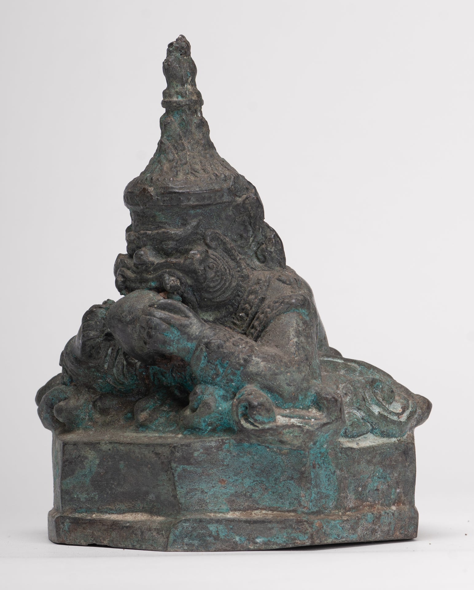 Phra Rahu Statue - Antique Thai Style God of Eclipses and Protection Phra Rahu Statue - 15.5cm/6"