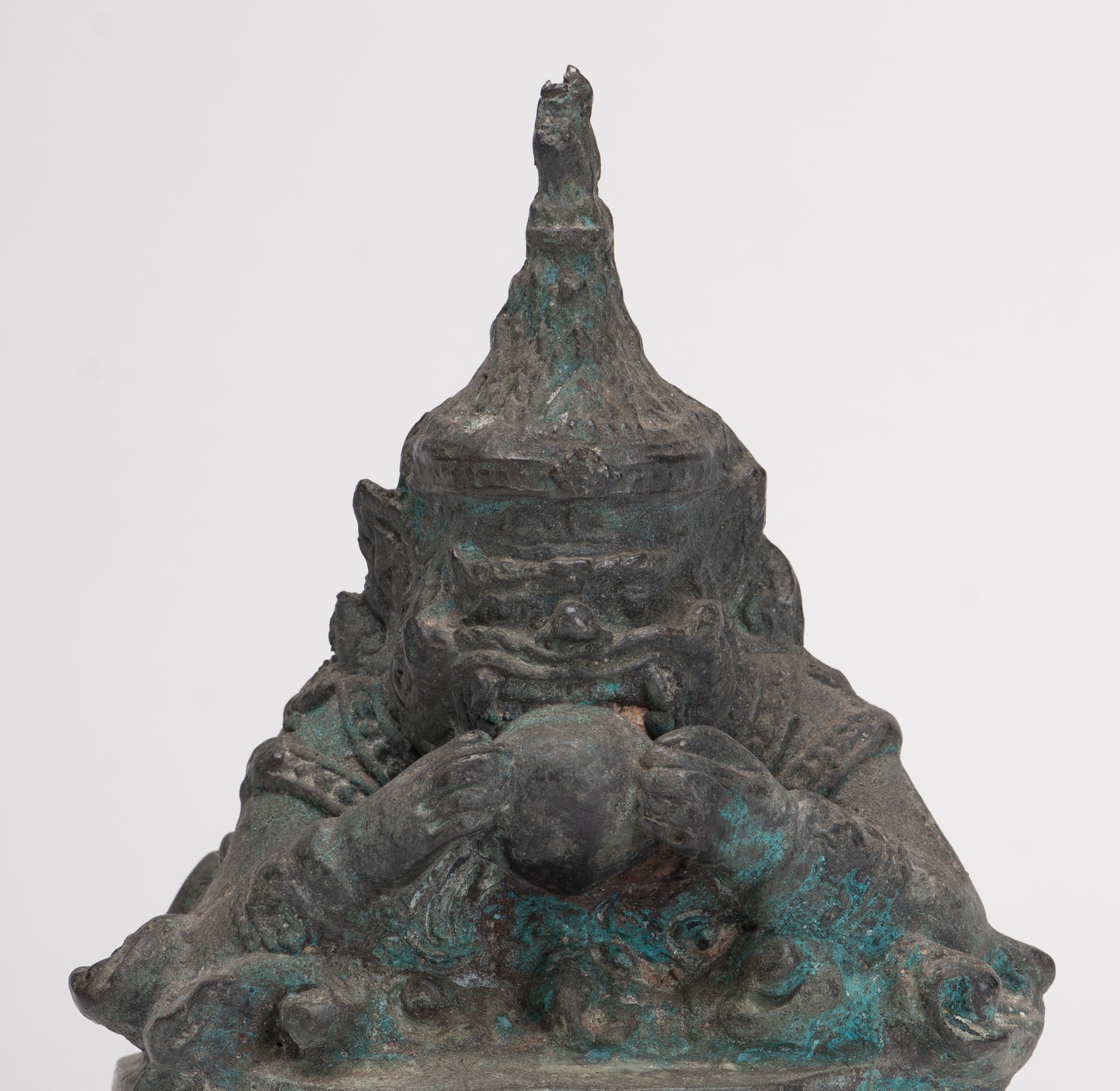 Phra Rahu Statue - Antique Thai Style God of Eclipses and Protection Phra Rahu Statue - 15.5cm/6"
