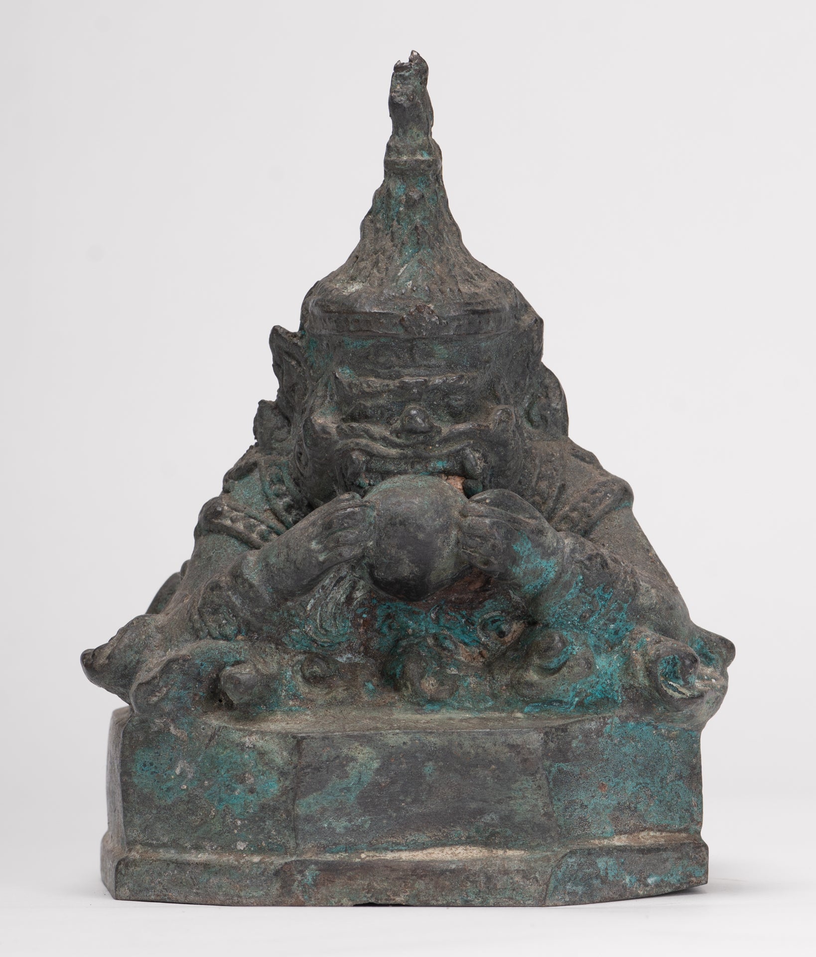Phra Rahu Statue - Antique Thai Style God of Eclipses and Protection Phra Rahu Statue - 15.5cm/6"