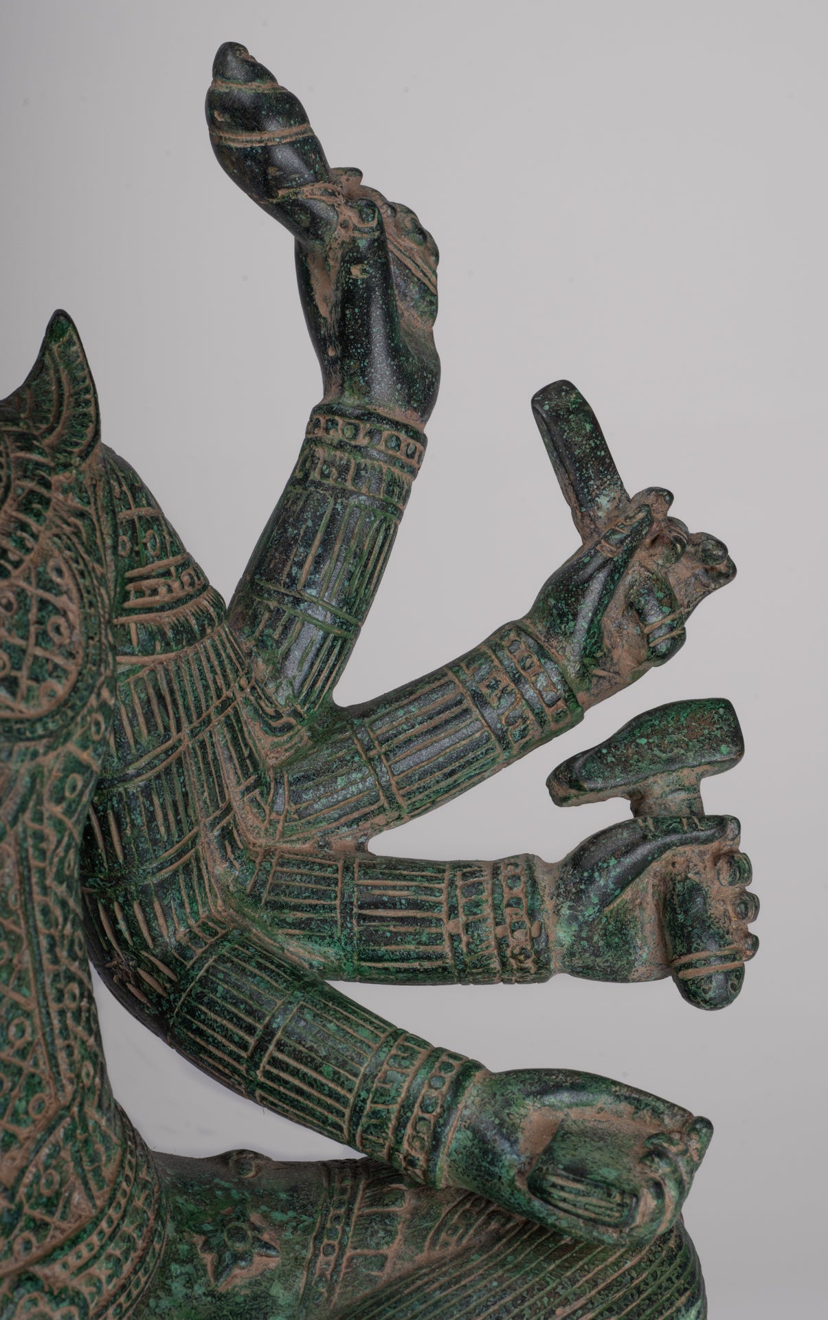 Antique Khmer Style Bronze Seated Vishvakarman Statue - Divine Architect - 59cm/24"