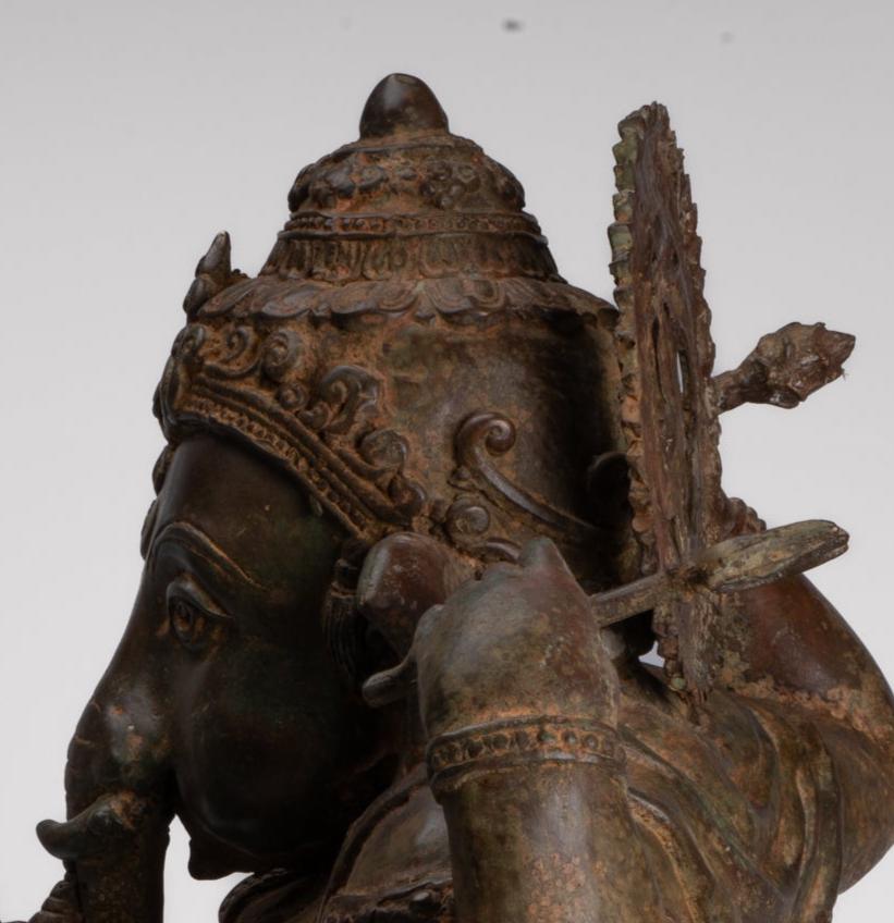 Ganesh - Antique Thai Style Bronze Reclining Ganesha Statue - 47cm/19"