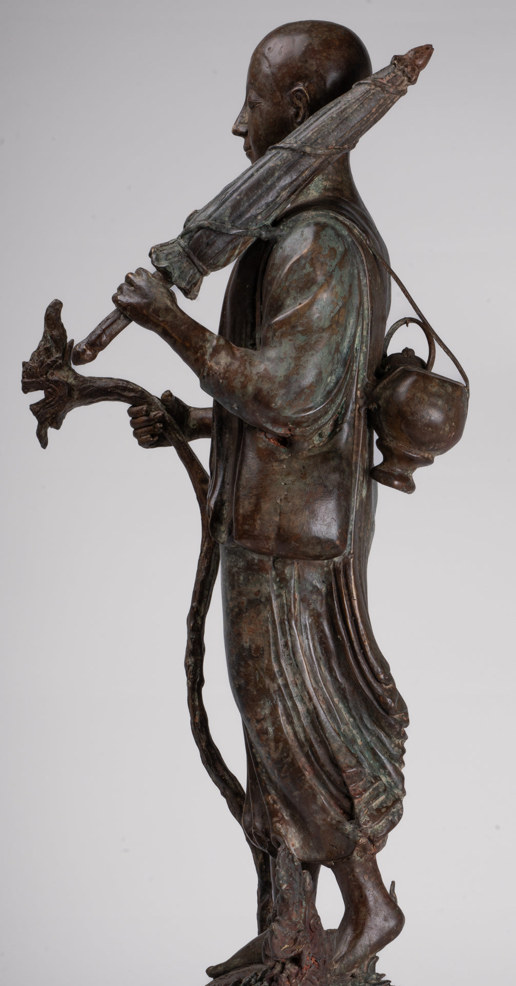 Monk - Antique Thai Style Bronze Dvaravati Sīvali Devotee / Disciple of Buddha Statue - 71cm/28"