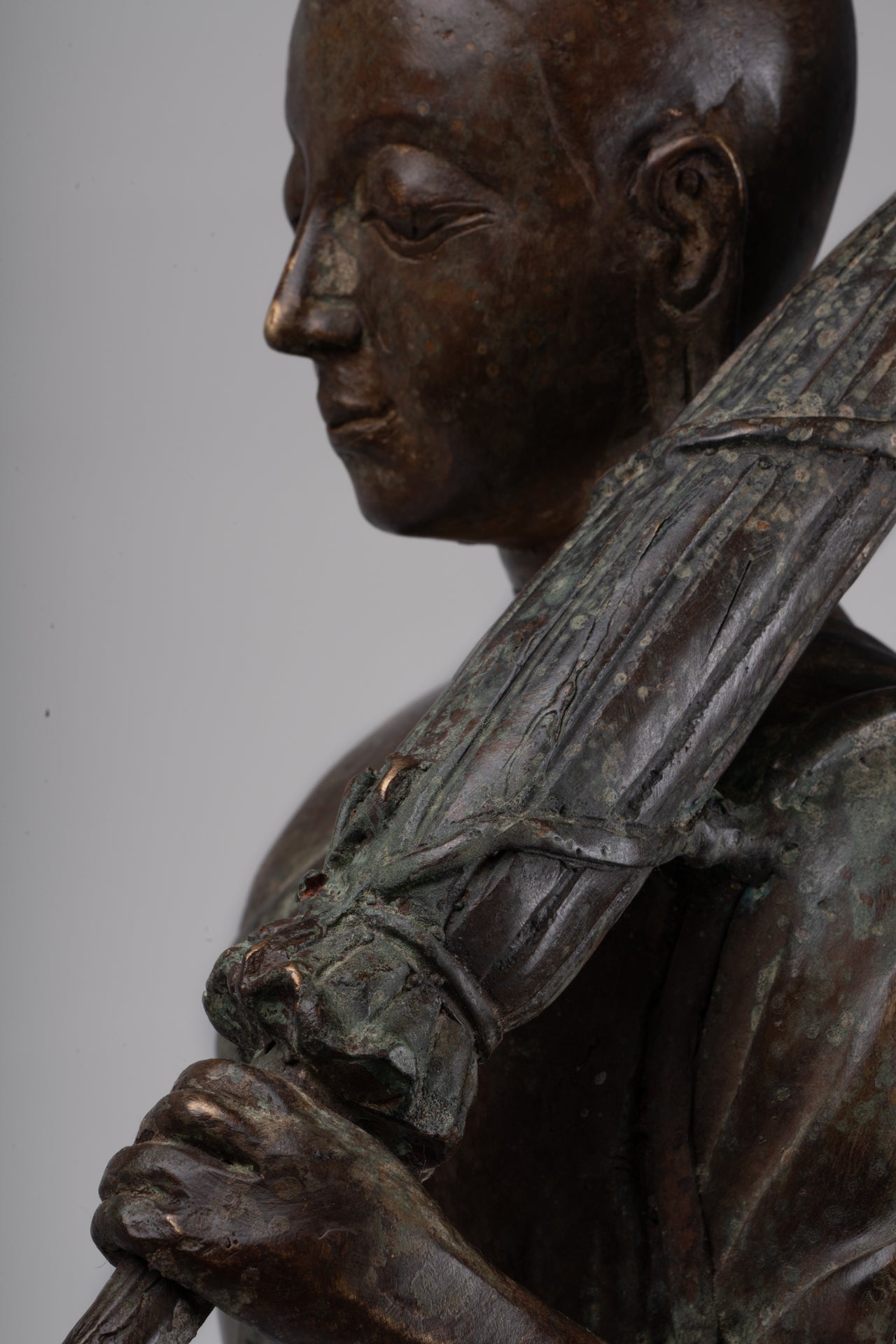 Monk - Antique Thai Style Bronze Dvaravati Sīvali Devotee / Disciple of Buddha Statue - 71cm/28"