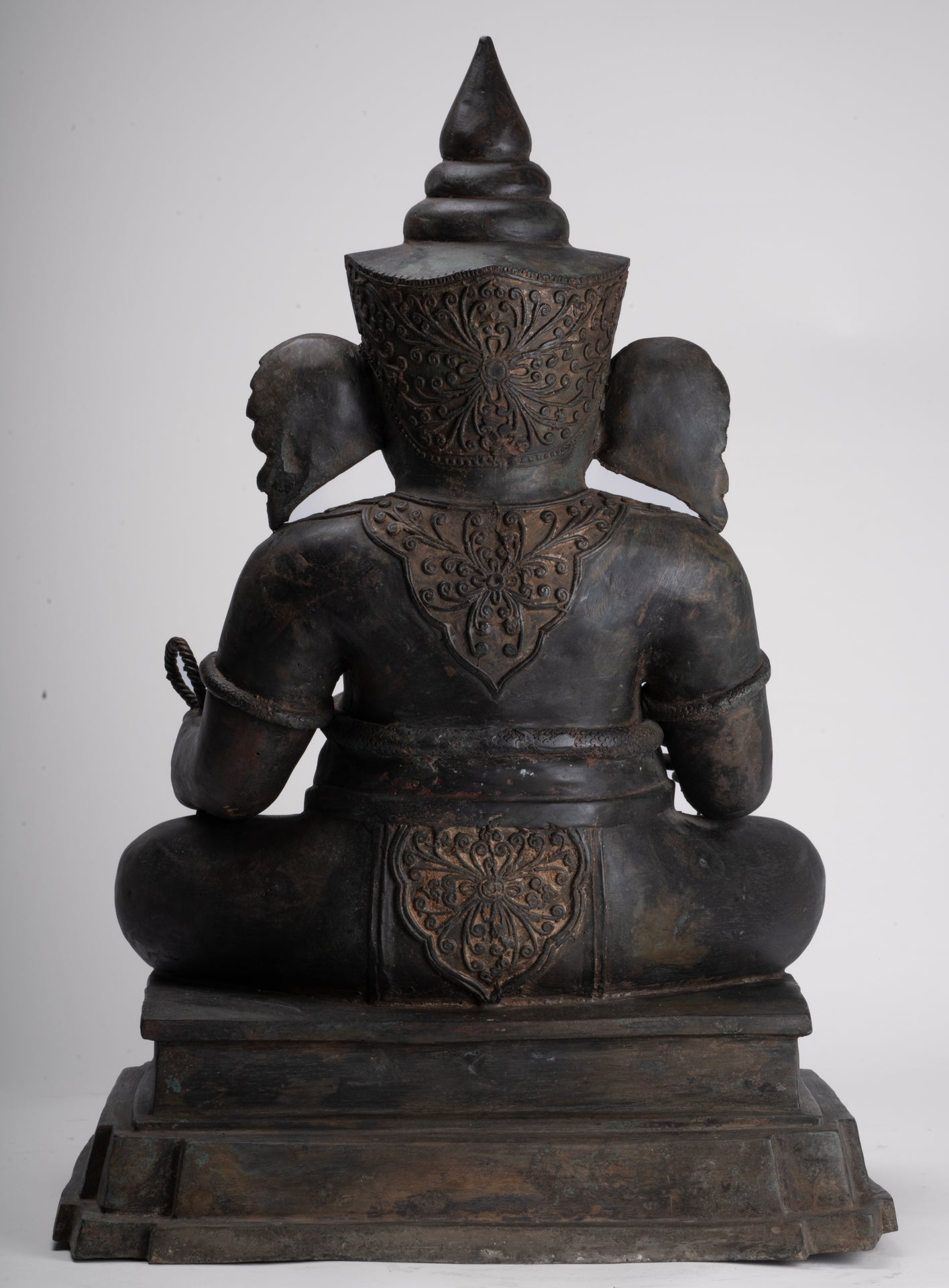 Ganesha Statue - Antique Thai Style Bronze Seated 2-Arm Ganesha Statue - 65cm/26"