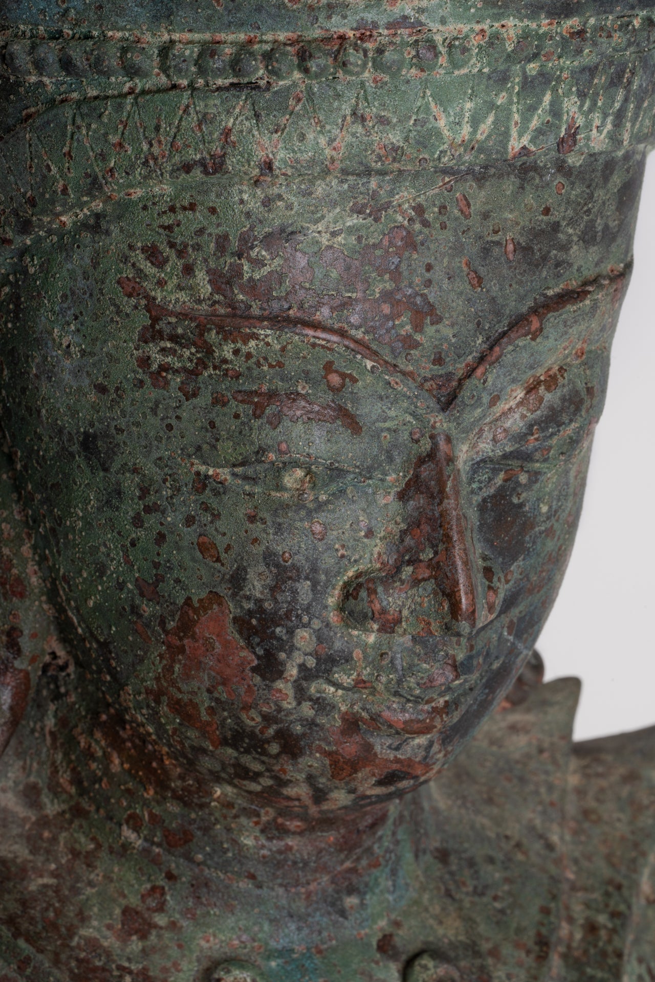 Antique Burmese Style Bronze Shan Enlightenment Seated Buddha Statue - 100cm/40"