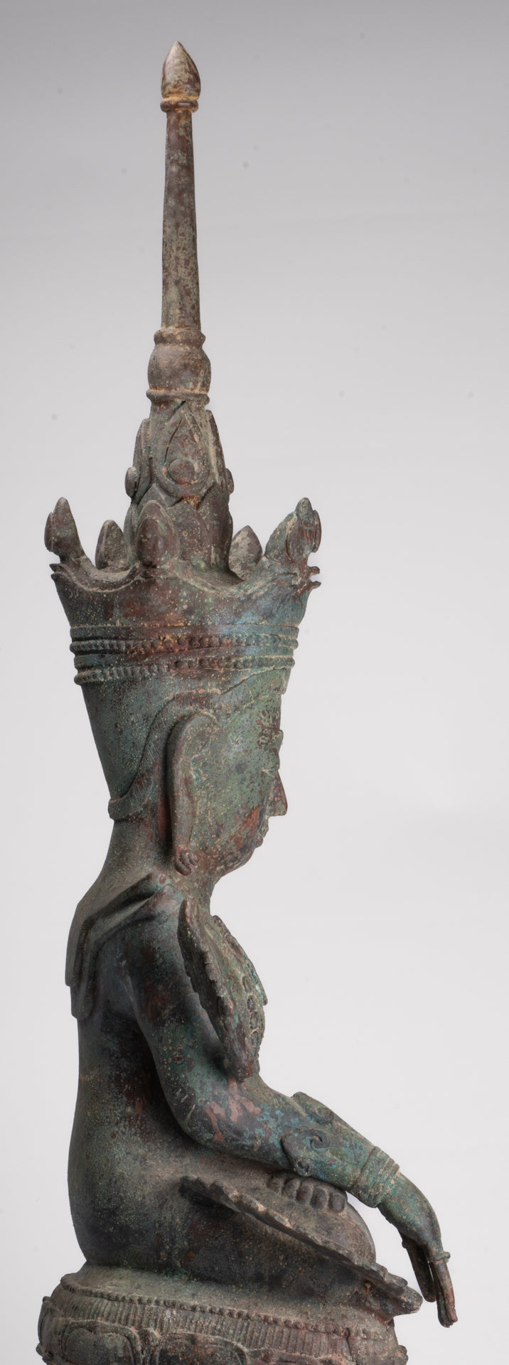 Antique Burmese Style Bronze Shan Enlightenment Seated Buddha Statue - 100cm/40"