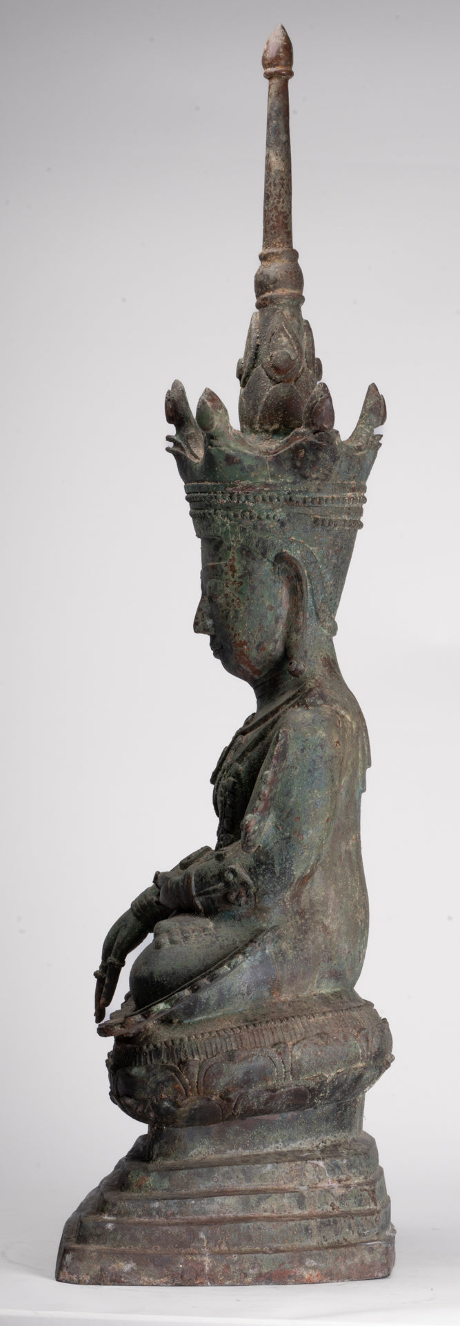 Antique Burmese Style Bronze Shan Enlightenment Seated Buddha Statue - 100cm/40"