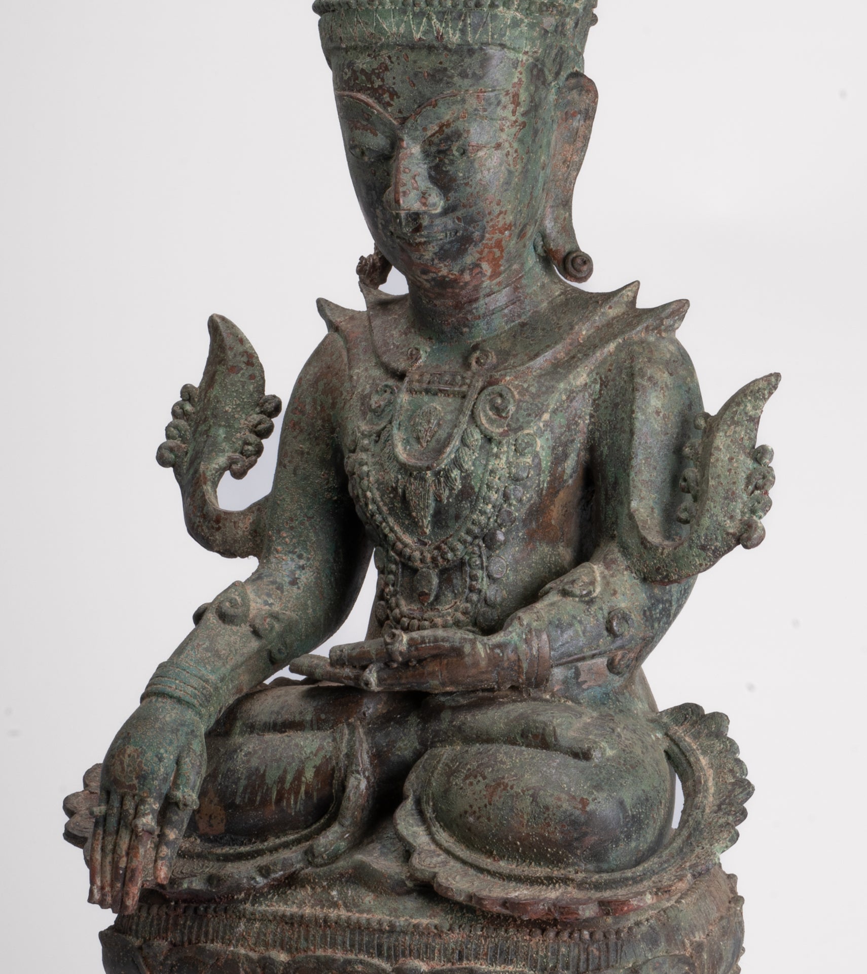 Antique Burmese Style Bronze Shan Enlightenment Seated Buddha Statue - 100cm/40"
