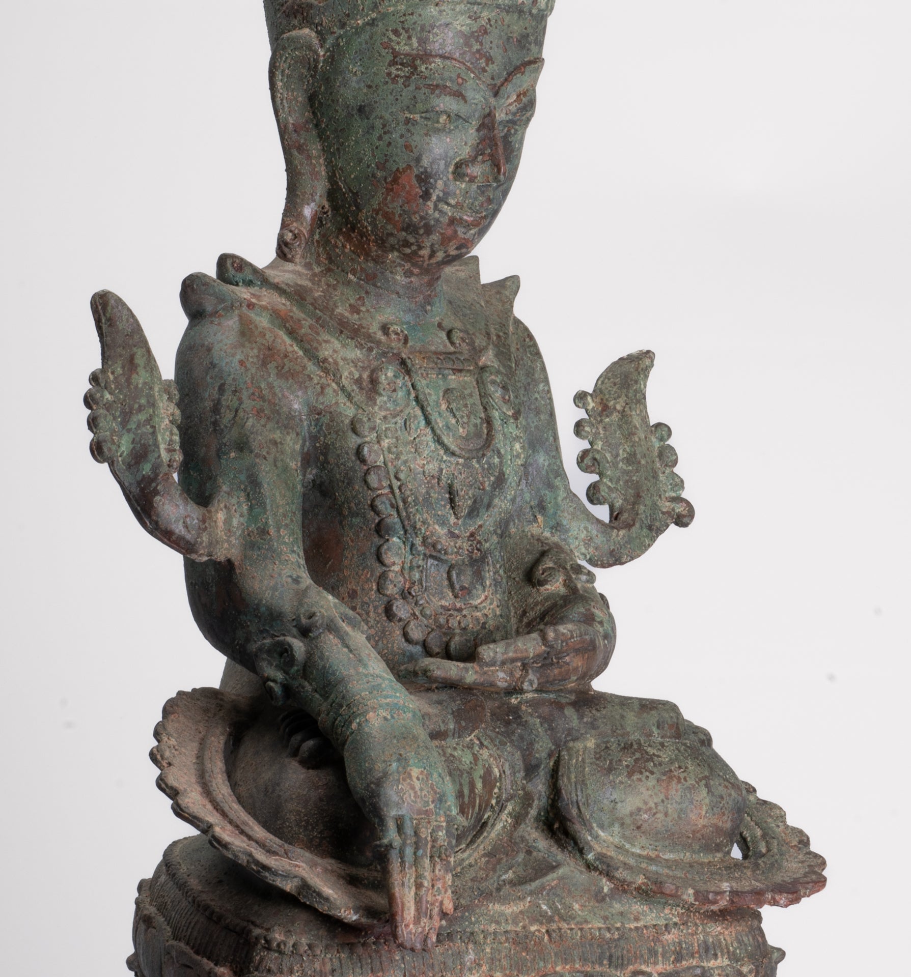 Antique Burmese Style Bronze Shan Enlightenment Seated Buddha Statue - 100cm/40"
