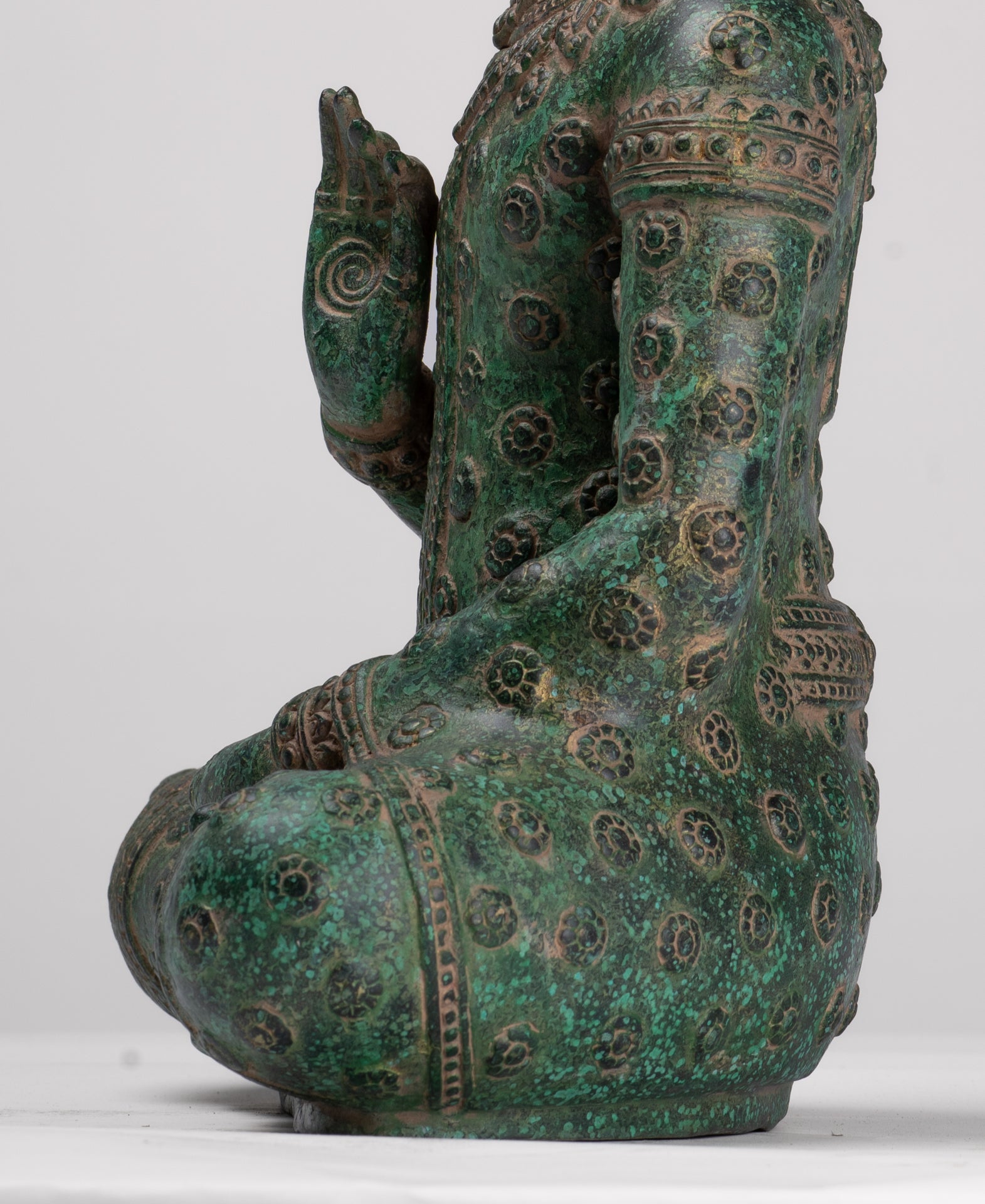 Buddha Statue - Antique Khmer Style Bronze Buddha Statue Dharmachakra Teaching Mudra - 36cm/14"