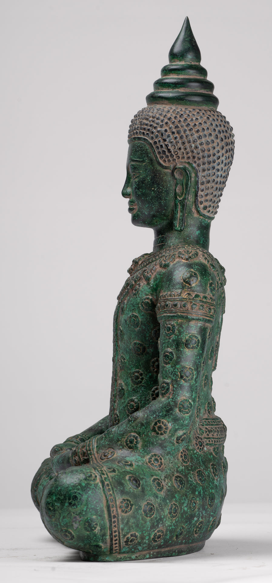 Buddha Statue - Antique Khmer Style Bronze Seated Amitabha Meditation Buddha Statue - 37cm/15"