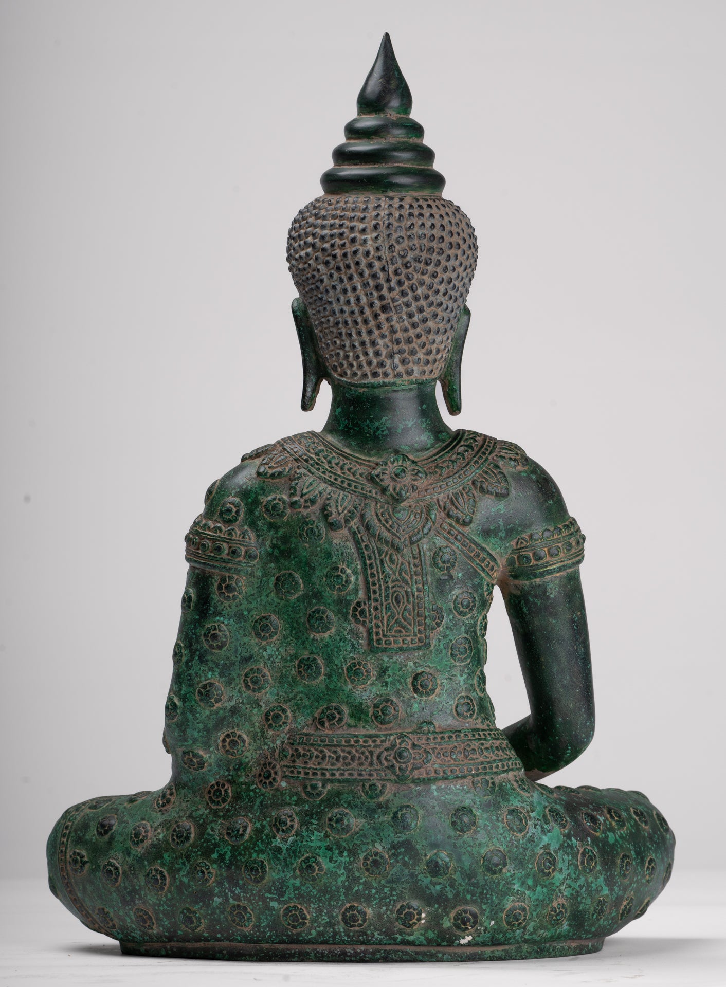 Buddha Statue - Antique Khmer Style Bronze Seated Amitabha Meditation Buddha Statue - 37cm/15"