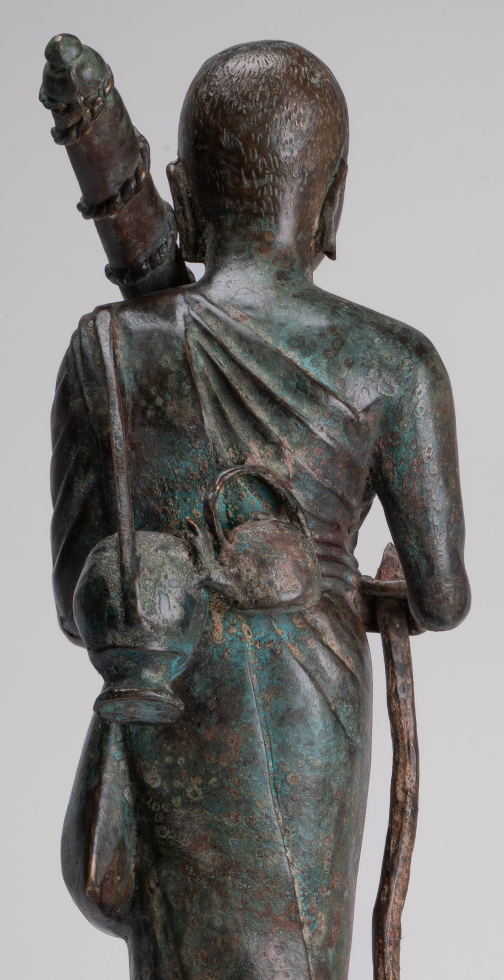 Mönch - Antike Thai -Stil Bronze Dvaravati Sīvali Anhänger / Schüler der Buddha -Statue - 57cm / 23 "