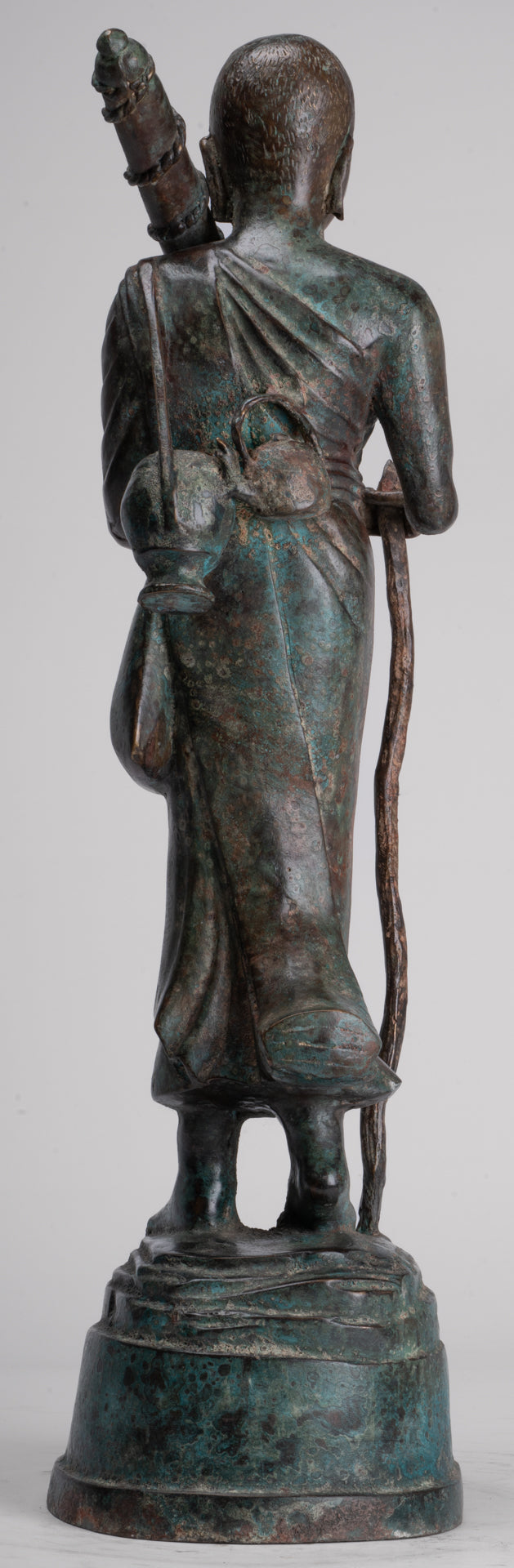 Mönch - Antike Thai -Stil Bronze Dvaravati Sīvali Anhänger / Schüler der Buddha -Statue - 57cm / 23 "