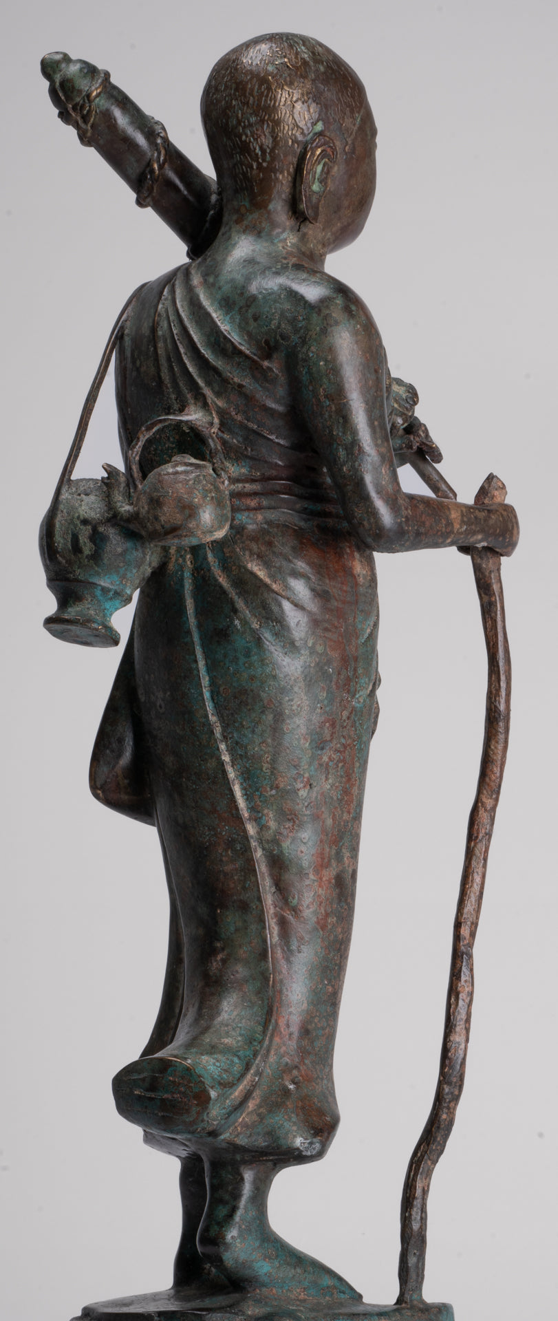 Mönch - Antike Thai -Stil Bronze Dvaravati Sīvali Anhänger / Schüler der Buddha -Statue - 57cm / 23 "