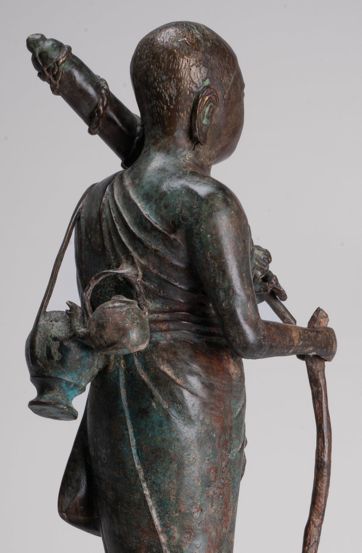 Mönch - Antike Thai -Stil Bronze Dvaravati Sīvali Anhänger / Schüler der Buddha -Statue - 57cm / 23 "