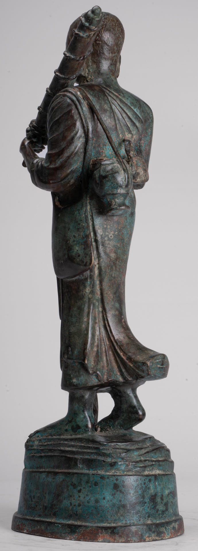 Mönch - Antike Thai -Stil Bronze Dvaravati Sīvali Anhänger / Schüler der Buddha -Statue - 57cm / 23 "