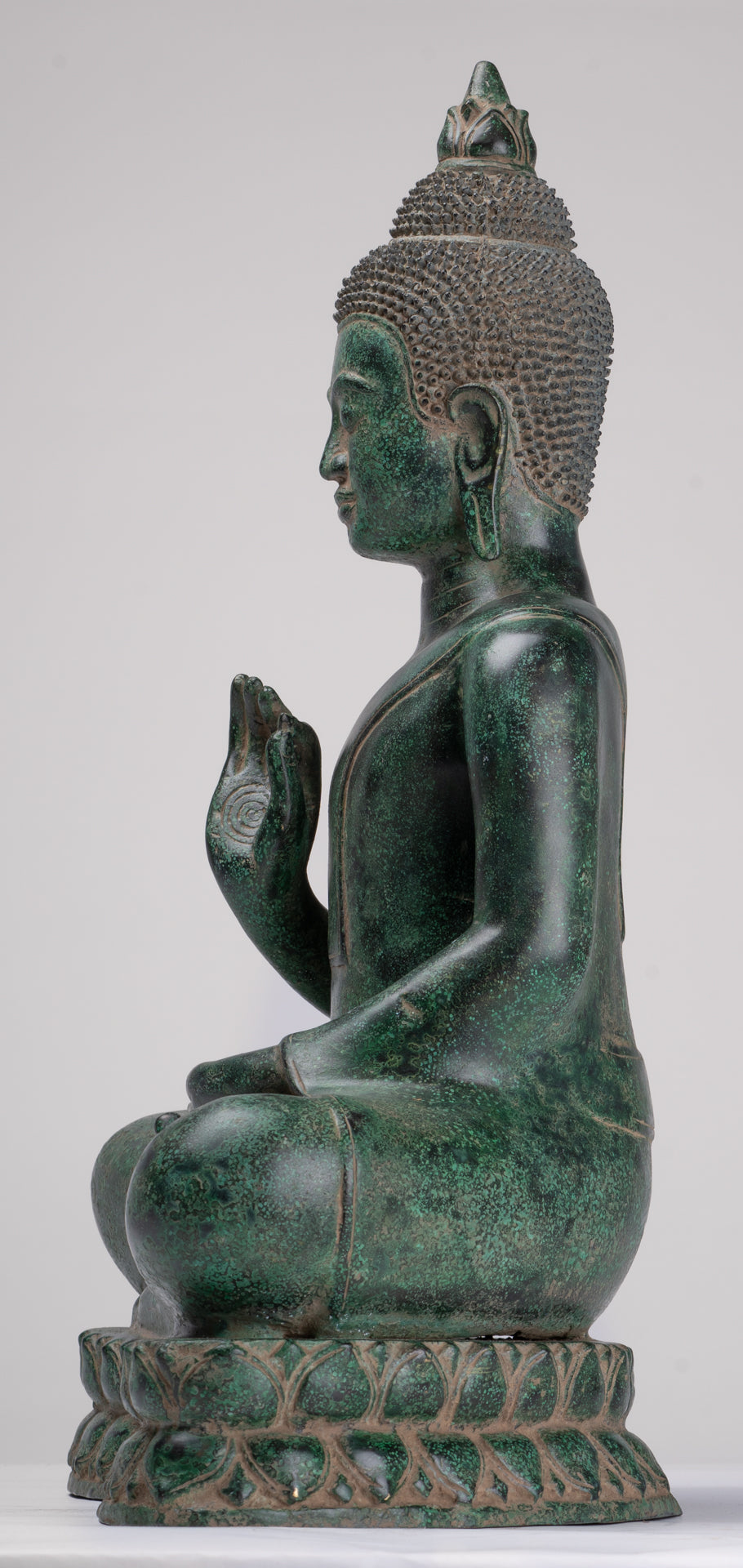 Buddha Statue - Antique Khmer Style Bronze Enthroned Teaching Buddha Statue - 47cm/19"