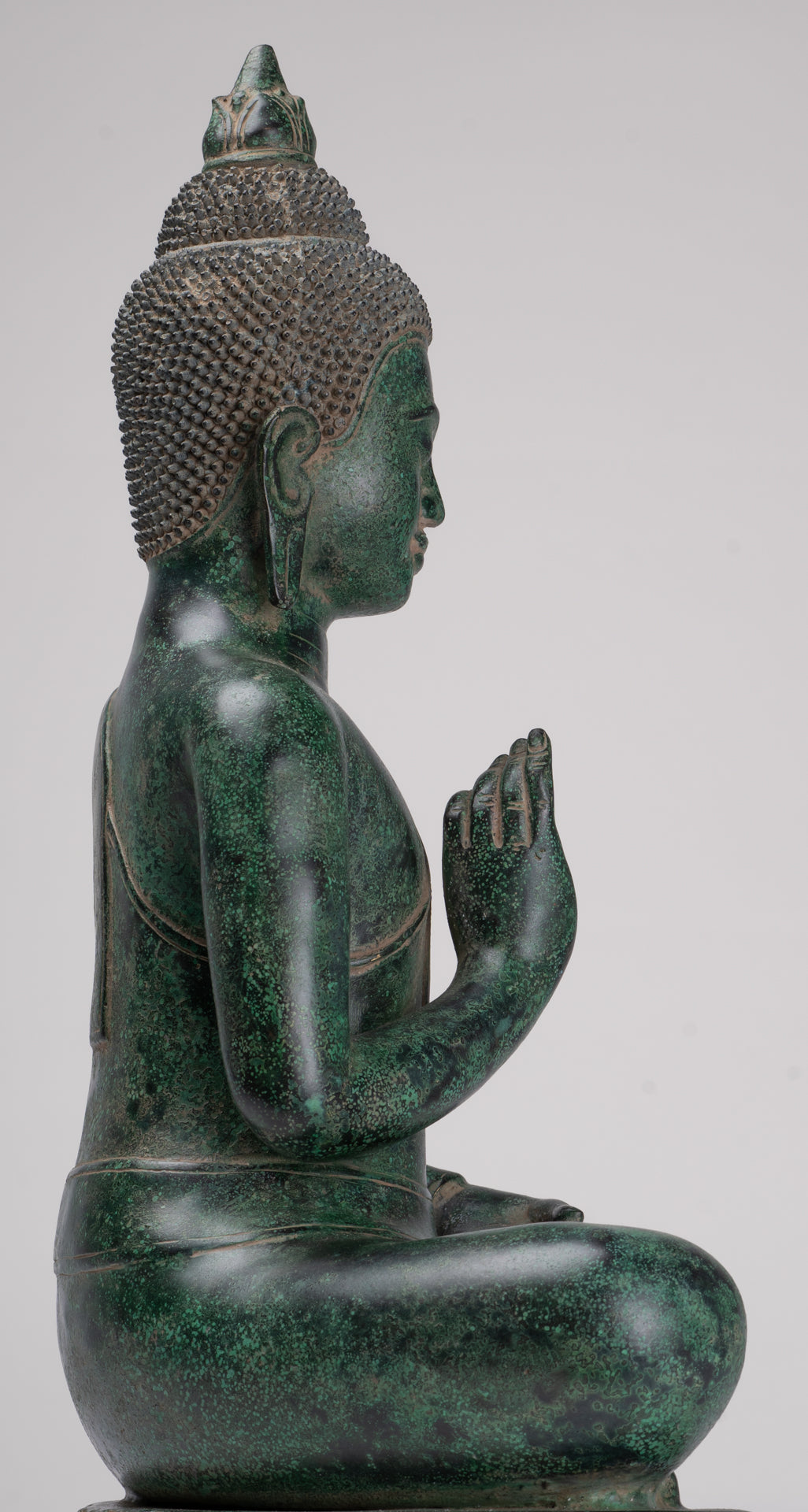 Buddha Statue - Antique Khmer Style Bronze Enthroned Teaching Buddha Statue - 47cm/19"