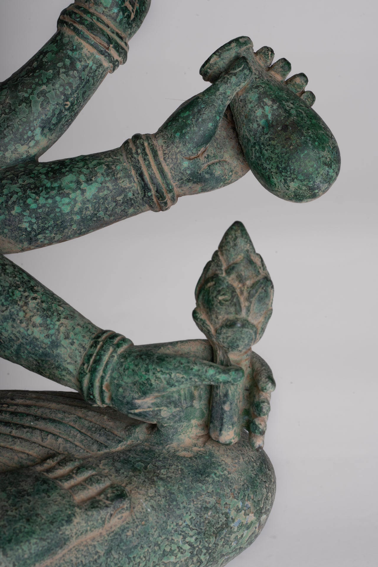 Brahma Statue - Antique Khmer Style Bronze 8 Arm Bayon Brahma - Hindu God Creation - 40cm/16"