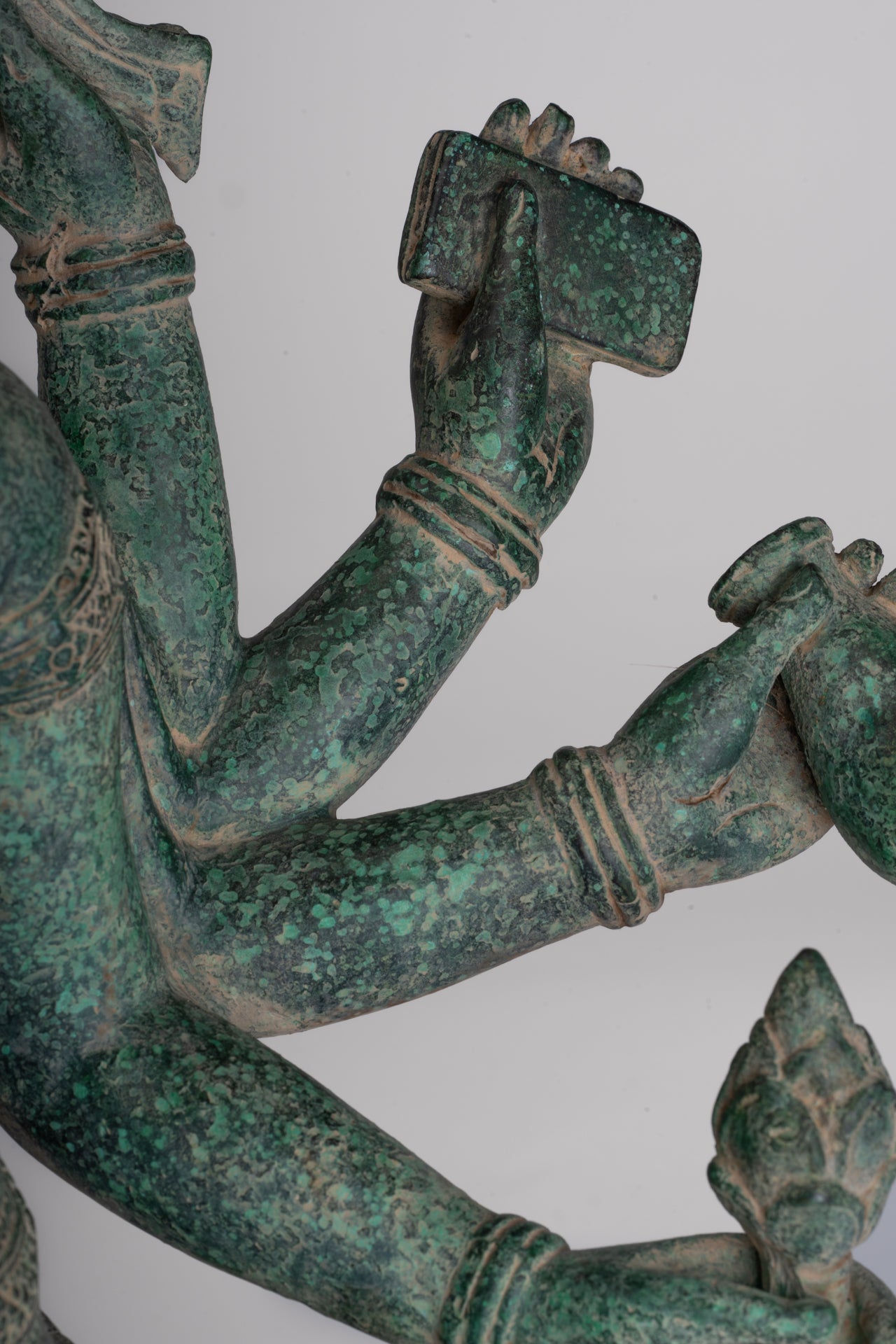 Brahma Statue - Antique Khmer Style Bronze 8 Arm Bayon Brahma - Hindu God Creation - 40cm/16"