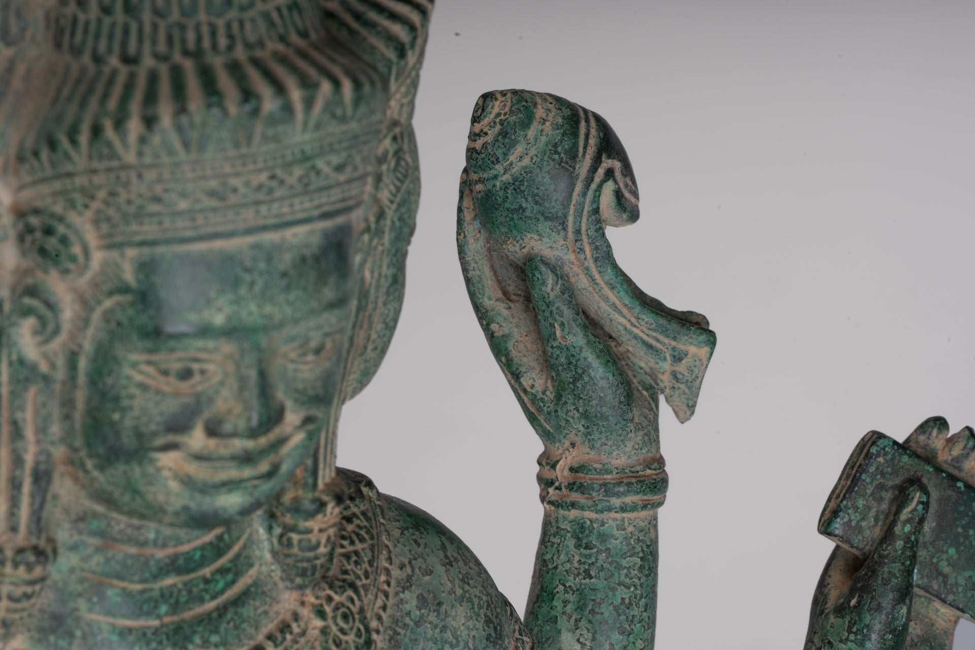 Statue de Brahma – Bronze antique de style khmer à 8 bras Bayon Brahma – Création du dieu hindou – 40 cm