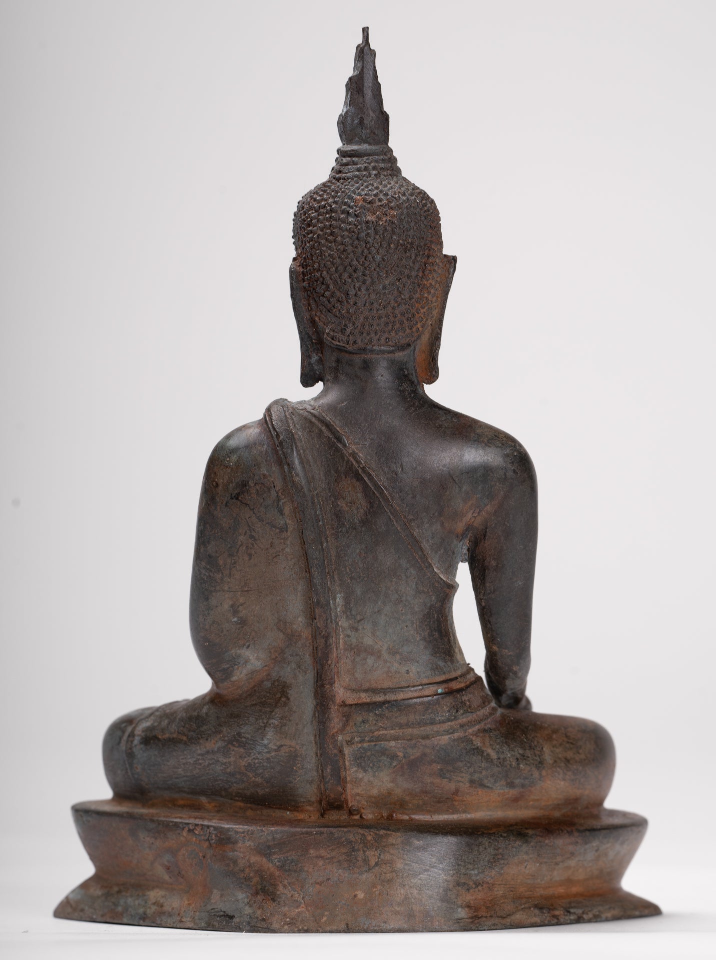 Buddha Statue - Antique Ayutthaya Style Seated Enlightenment Buddha Statue - 19cm/8"
