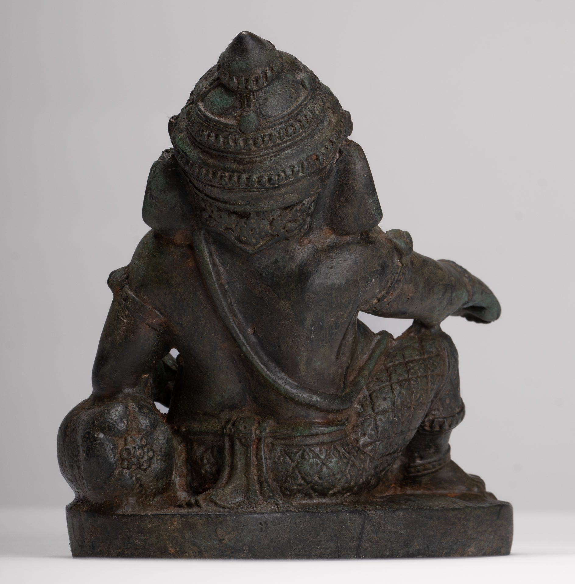 Ganesha Statue - Antique Thai Style Bronze Reclining Ganesha Statue - 17cm/7"