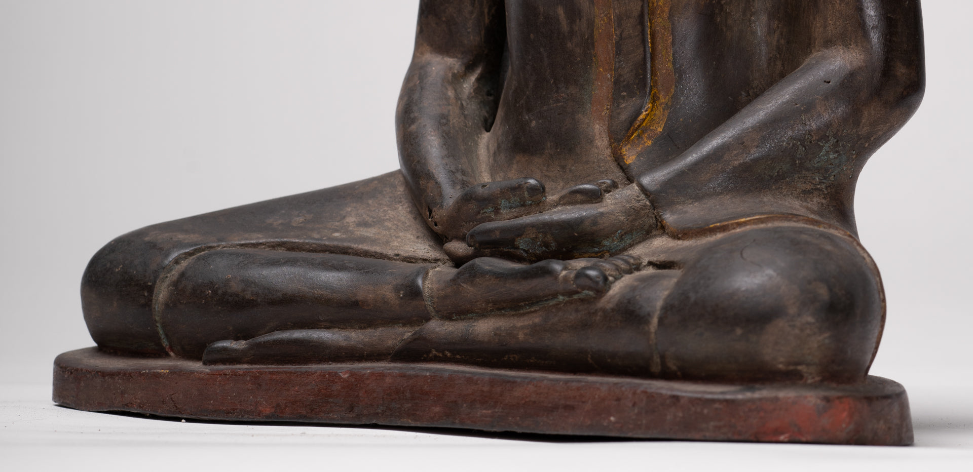Buddha Statue - Antique Sri Lanka Style Bronze Seated Meditation Buddha Statue - 28cm/11"