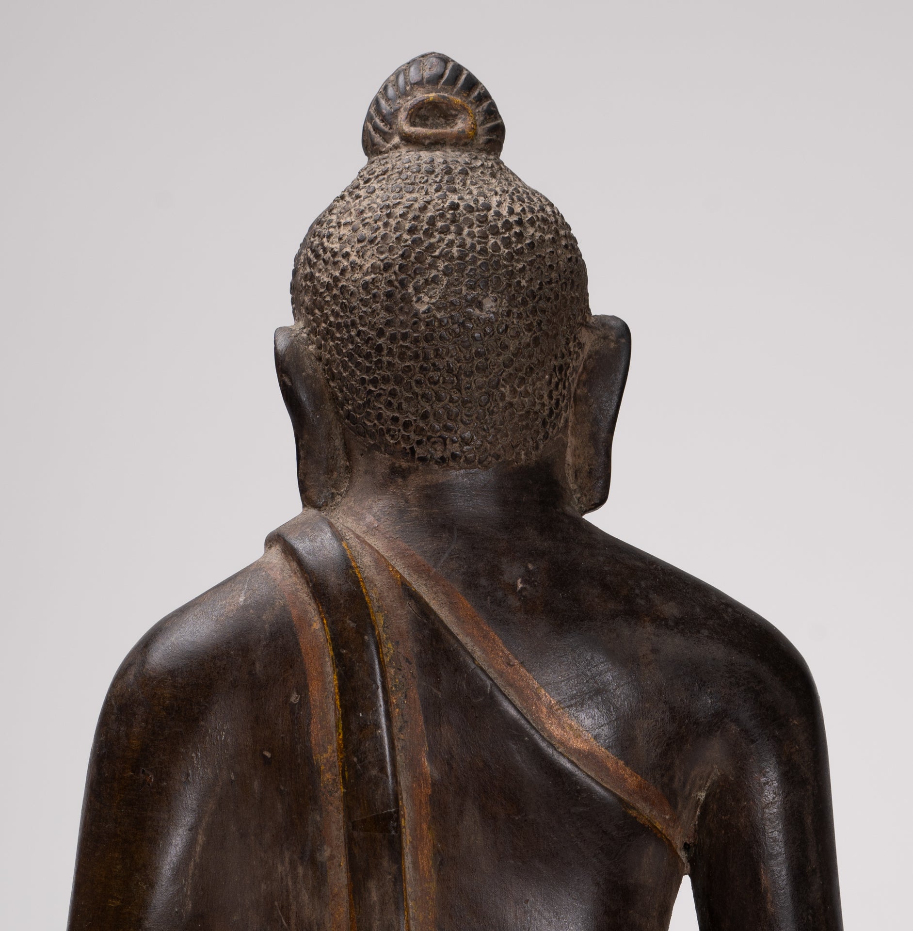 Buddha Statue - Antique Sri Lanka Style Bronze Seated Meditation Buddha Statue - 28cm/11"